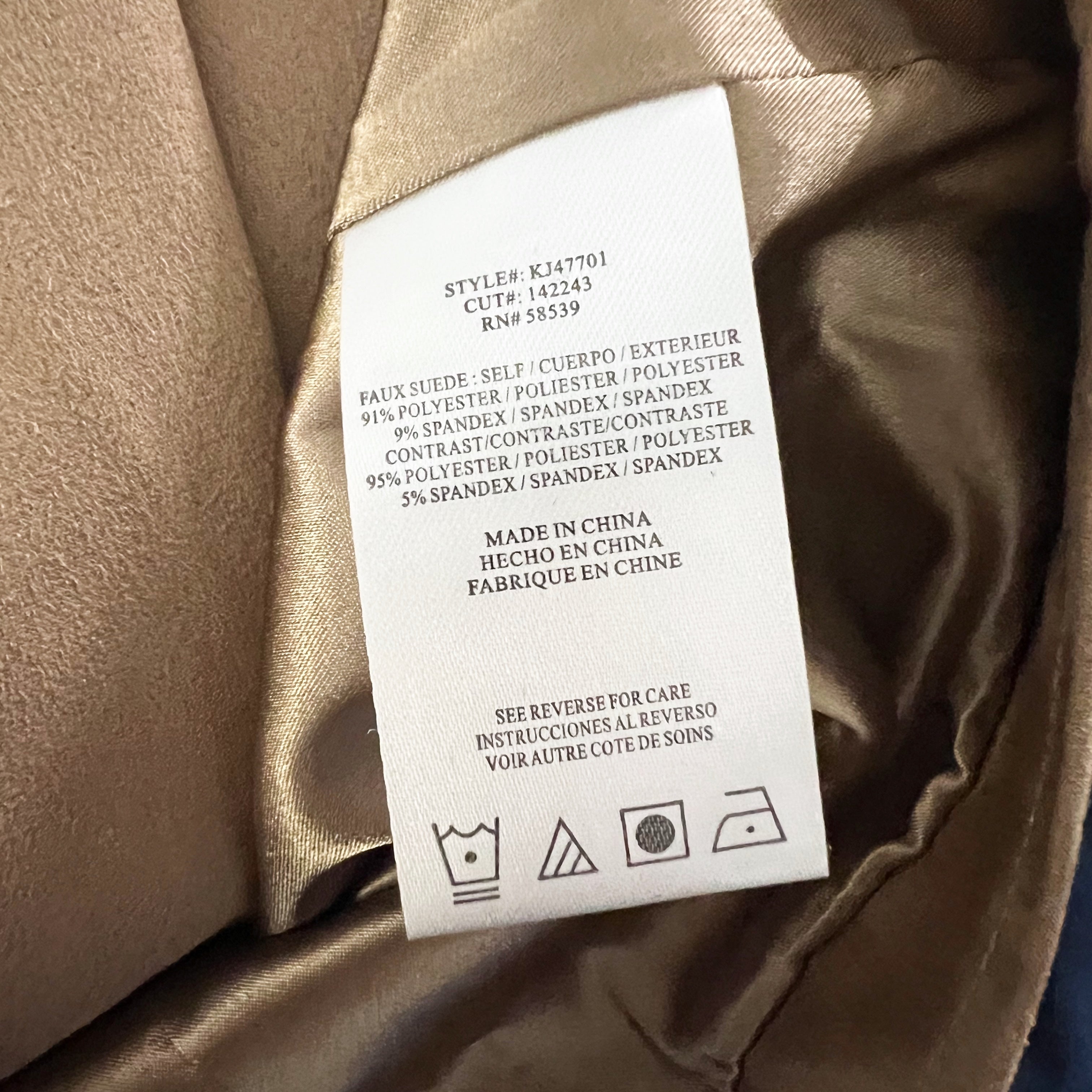 Kut From The Kloth Faux Vegan Suede Collared Moto Jacket Beige Brown Small