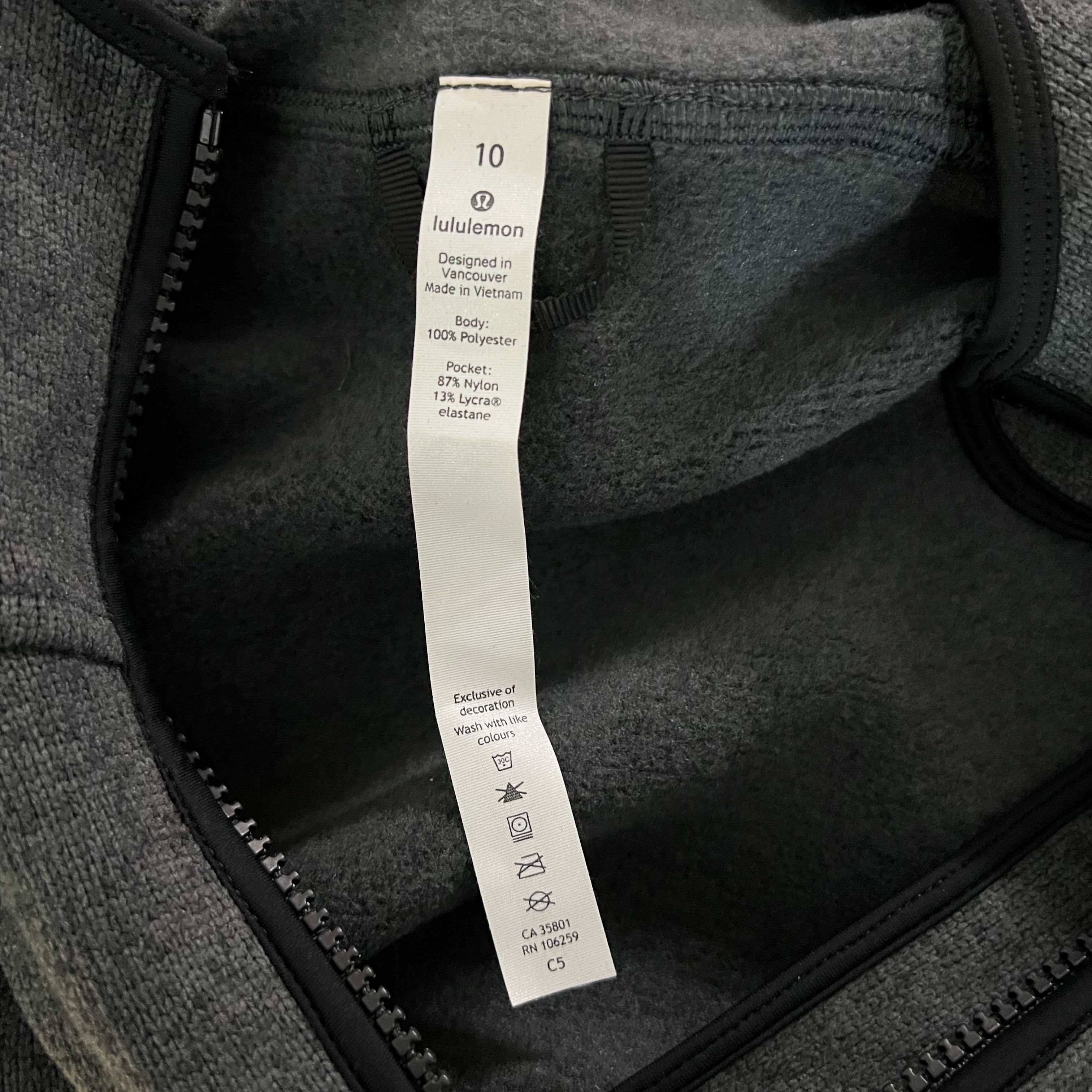 Lululemon Women's Fleece & Thank You Pullover Hooded Sweater Heathered Black 10