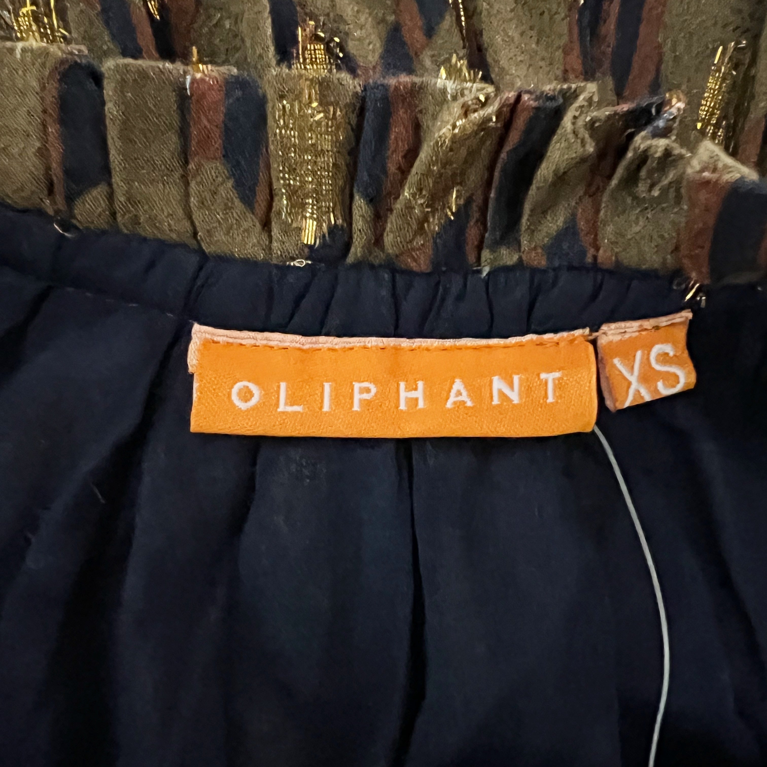 NEW Oliphant Fig Balloon Sleeve Chiffon Tiered Pullover Mini Dress Metallic XS