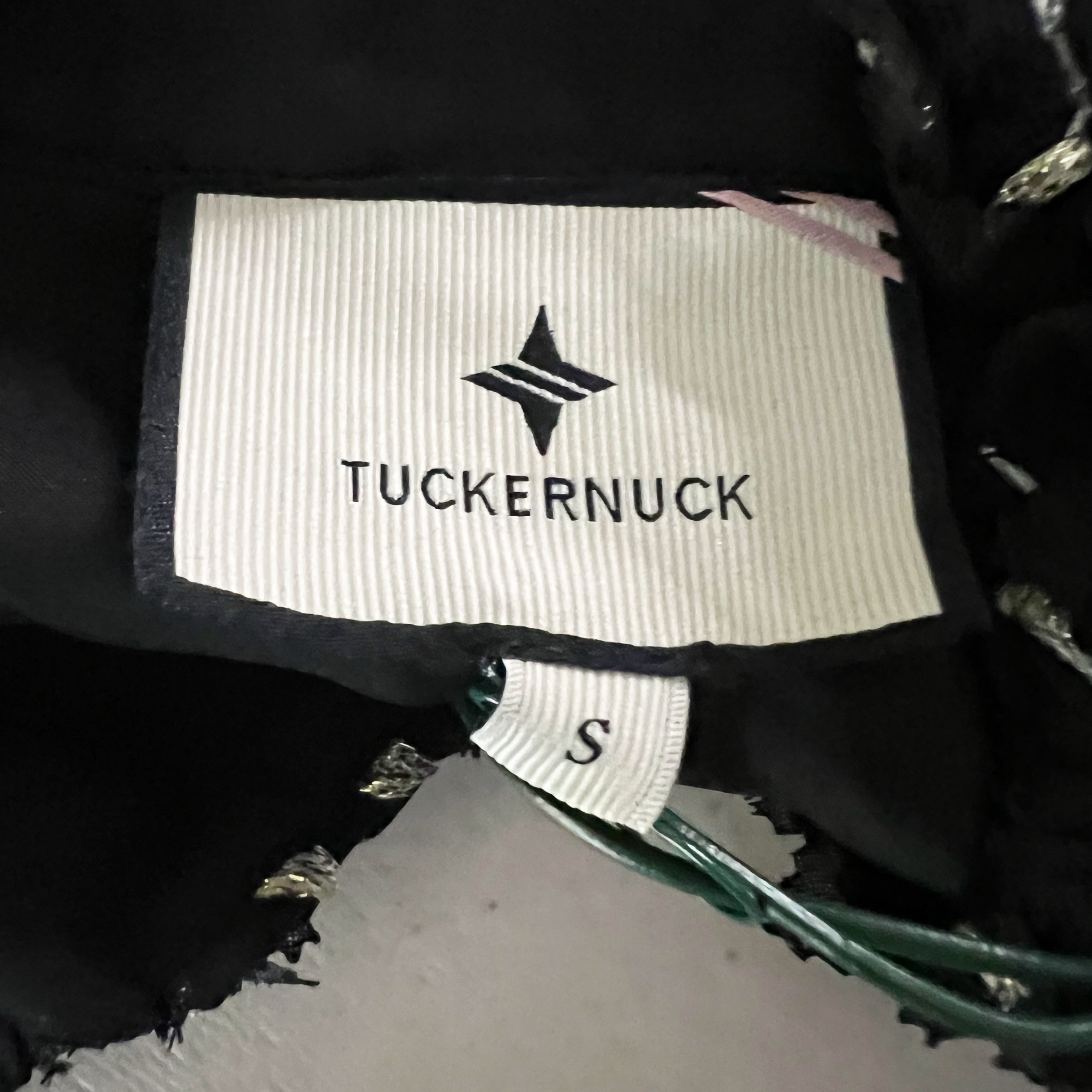 NEW Tuckernuck Palmerston Chiffon Tiered Nightly Organza Black Gold Mini Dress S