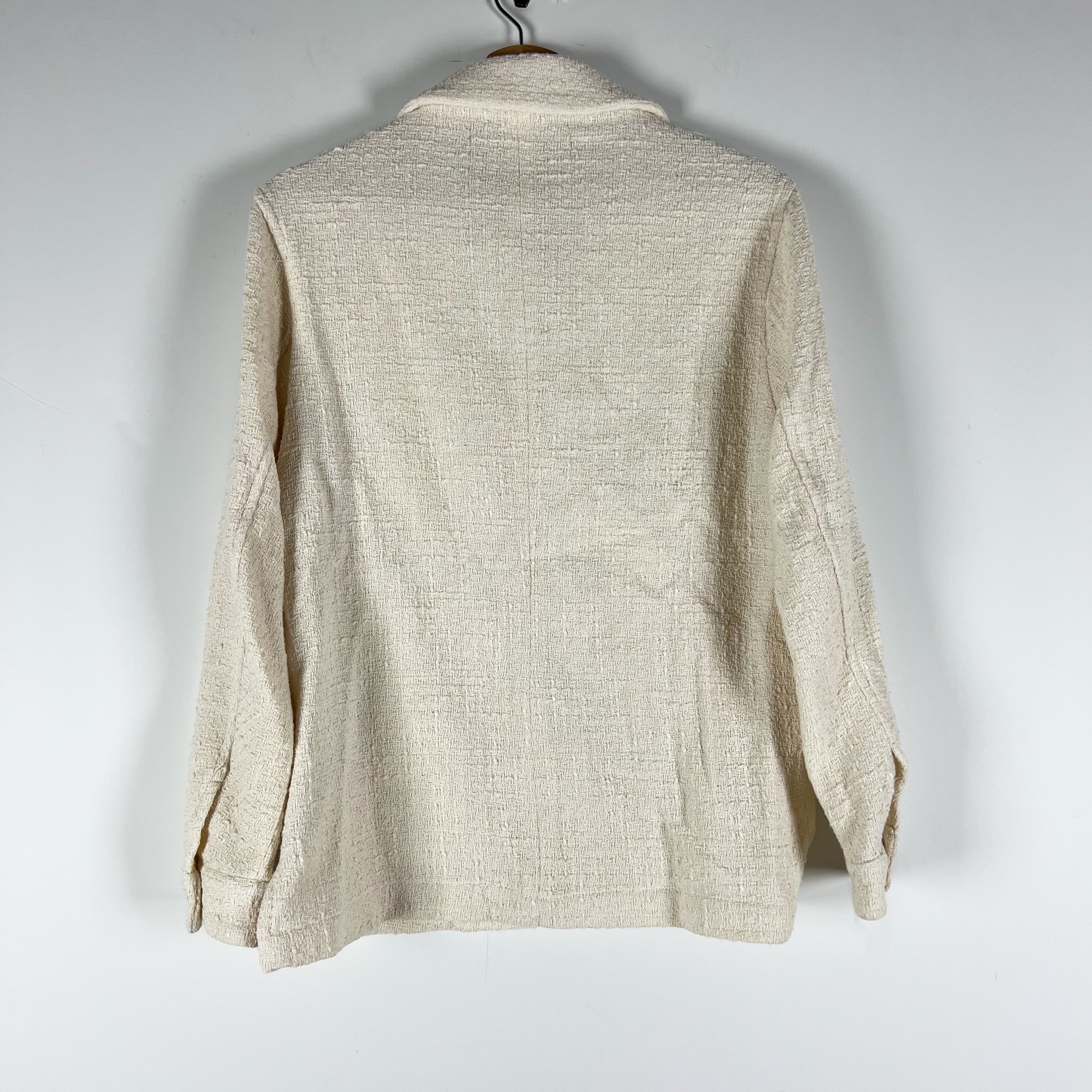 NEW Zara Tweed Boucle Woven Textured Pearl Detail Mother Of Pearl Button Jacket