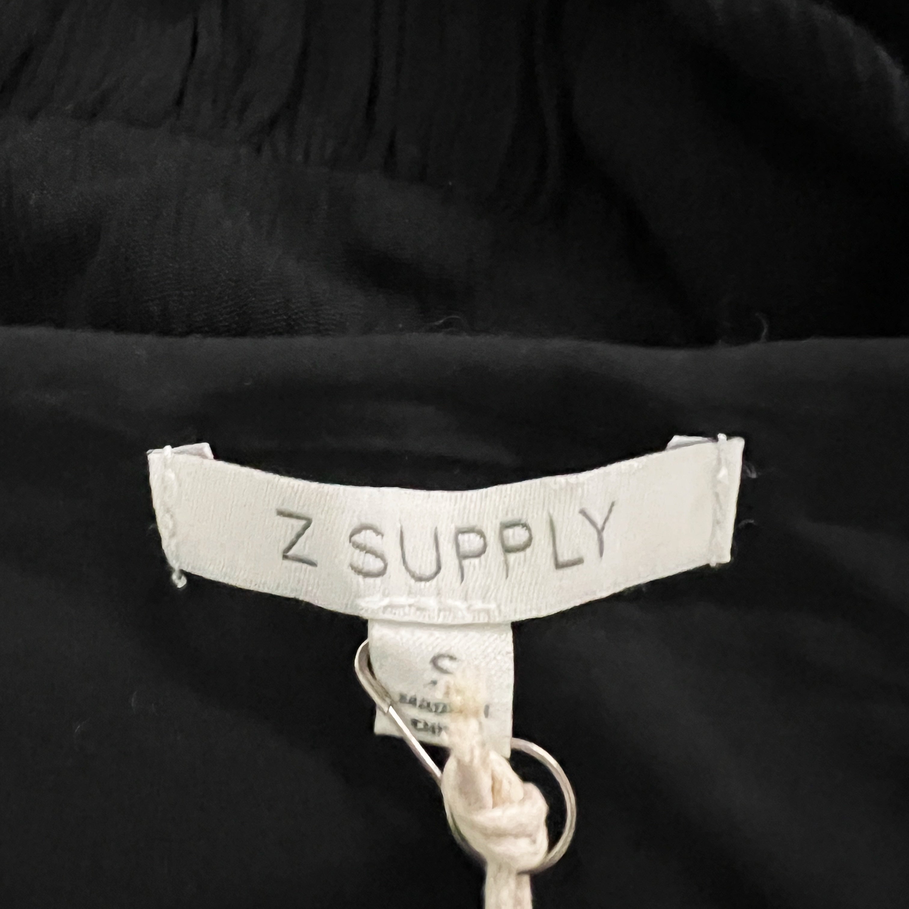 NEW Z Supply V Neck Quarter Sleeve Tiered Pullover Mini Dress Black Small