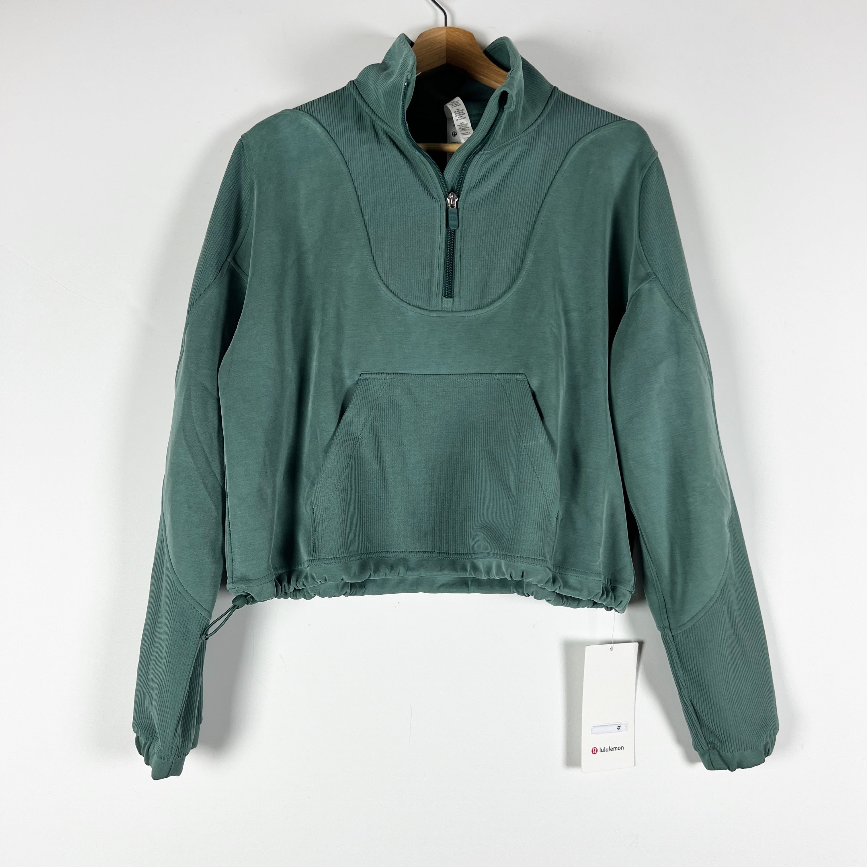 NEW Lululemon Women's Brushed Softstreme Ribbed Half Zip Sweater Green Jasper 8