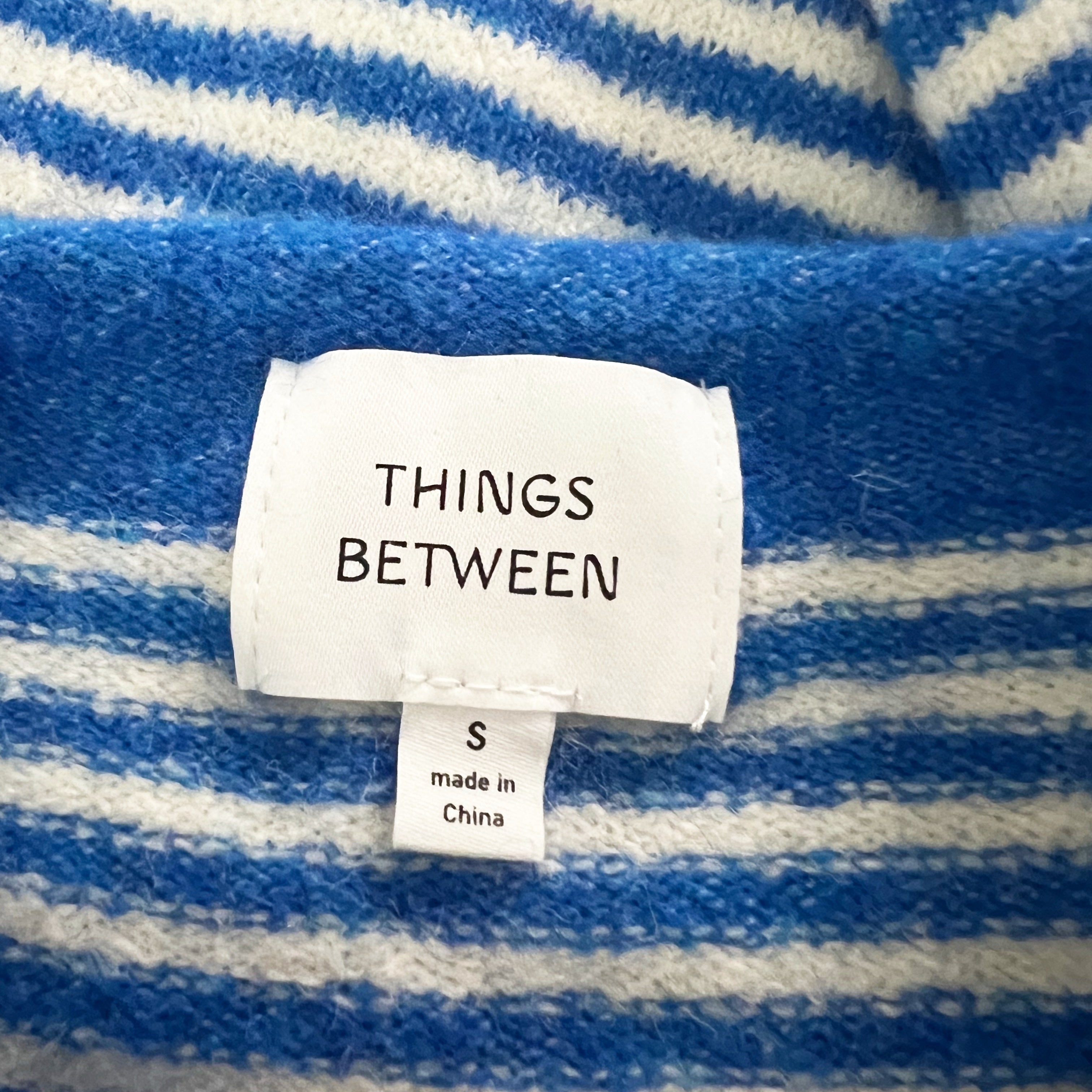 Things Between Piper Mini Blue White Stripe Button Front Cardigan Sweater Small