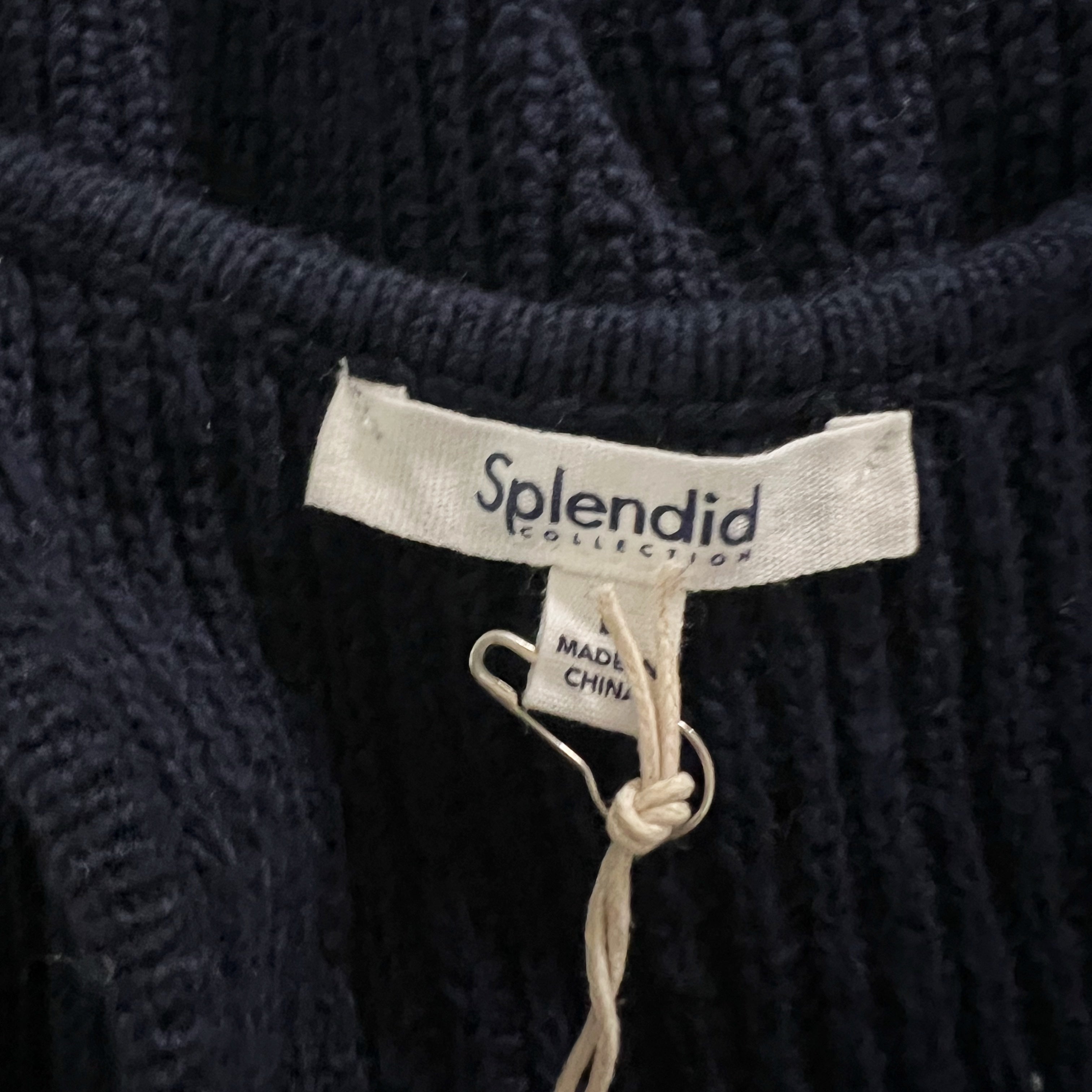 NEW Splendid Collection Cotton VNeck Sleeveless Sweater Knit Tank Top Solid Navy