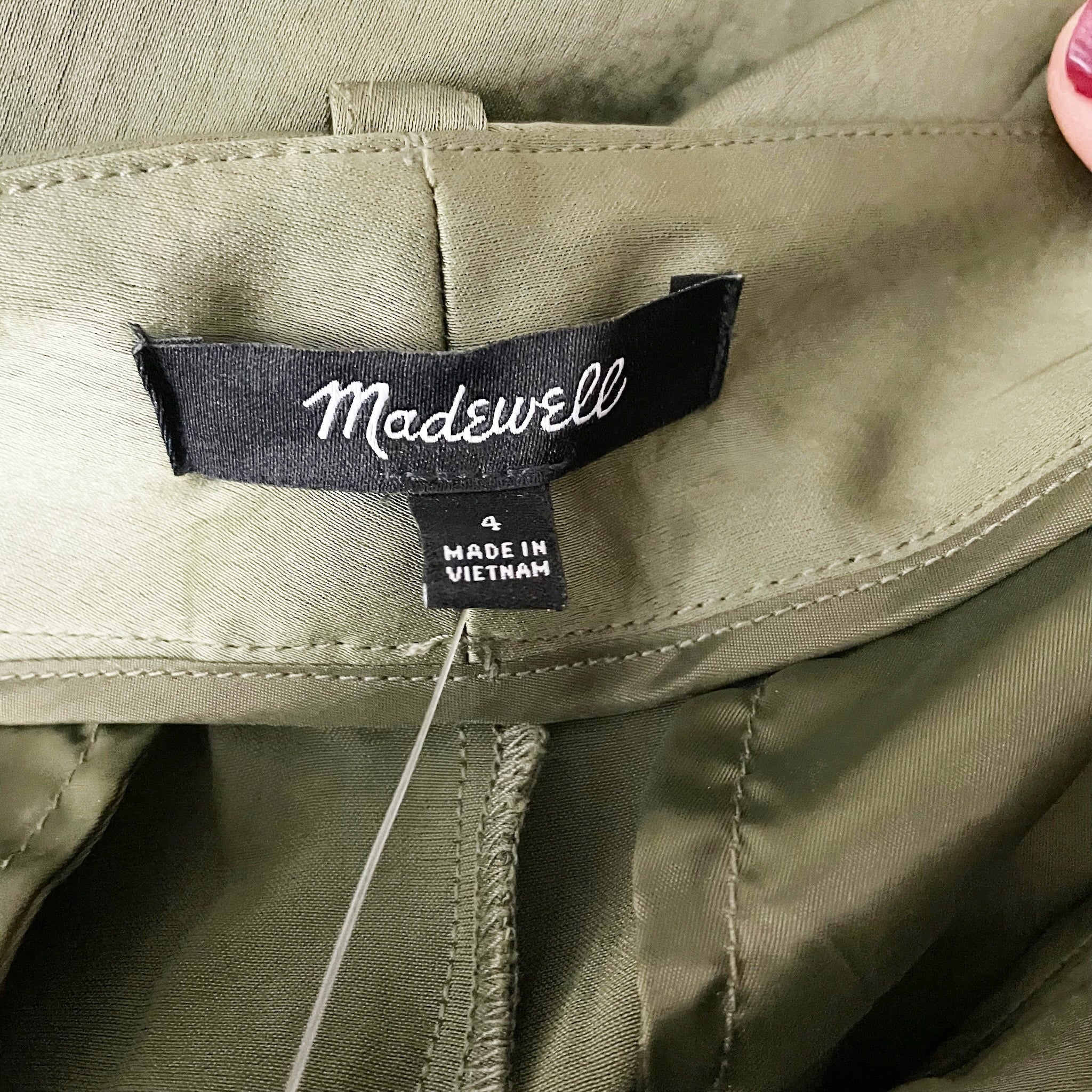 NEW Madewell High Rise Straight Cargo Multi Pocket Trousers Pants Satin Olive 4