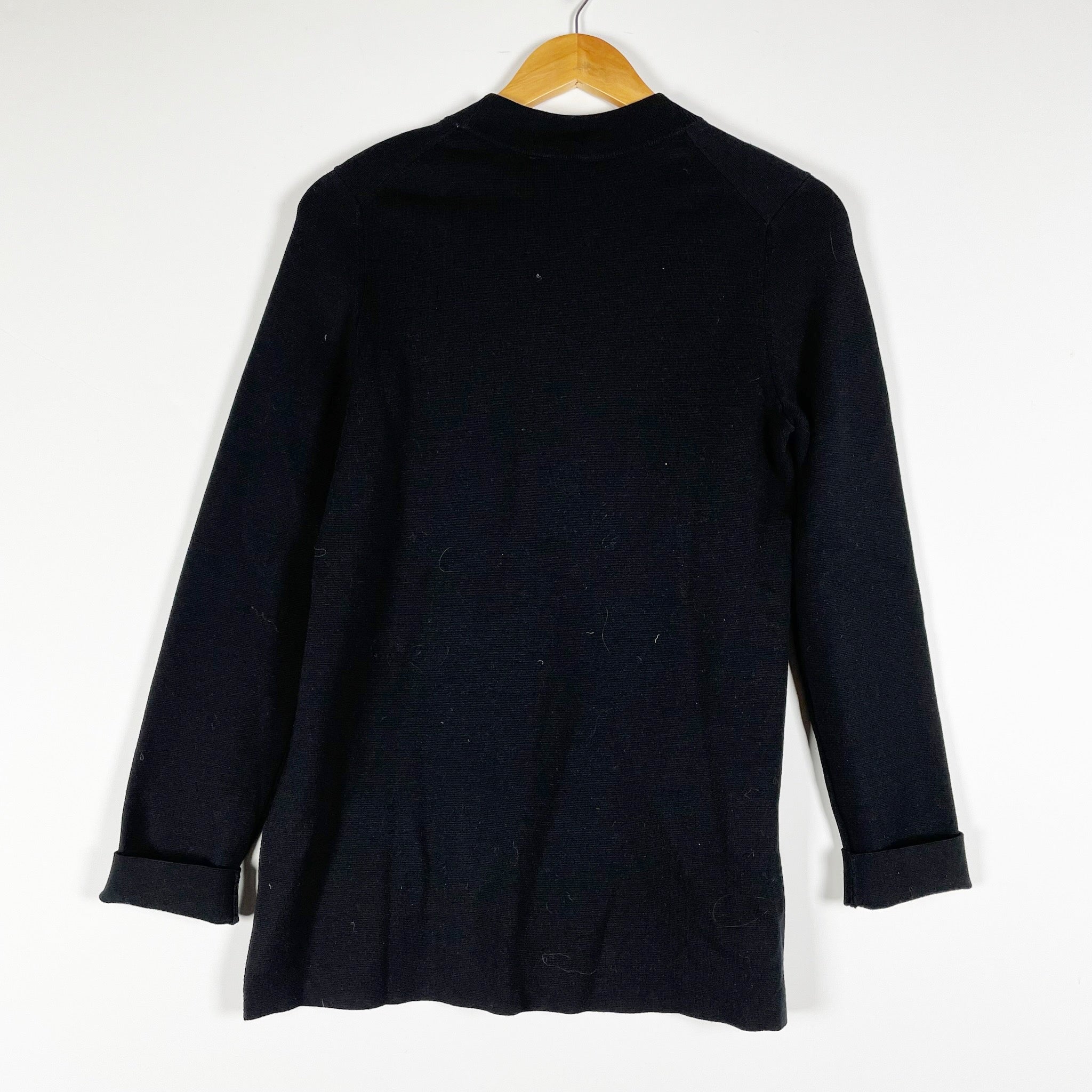 NEW COS Wool Blend Knit Stretch Mock Neck Long Sleeve Pullover Sweater Black XS