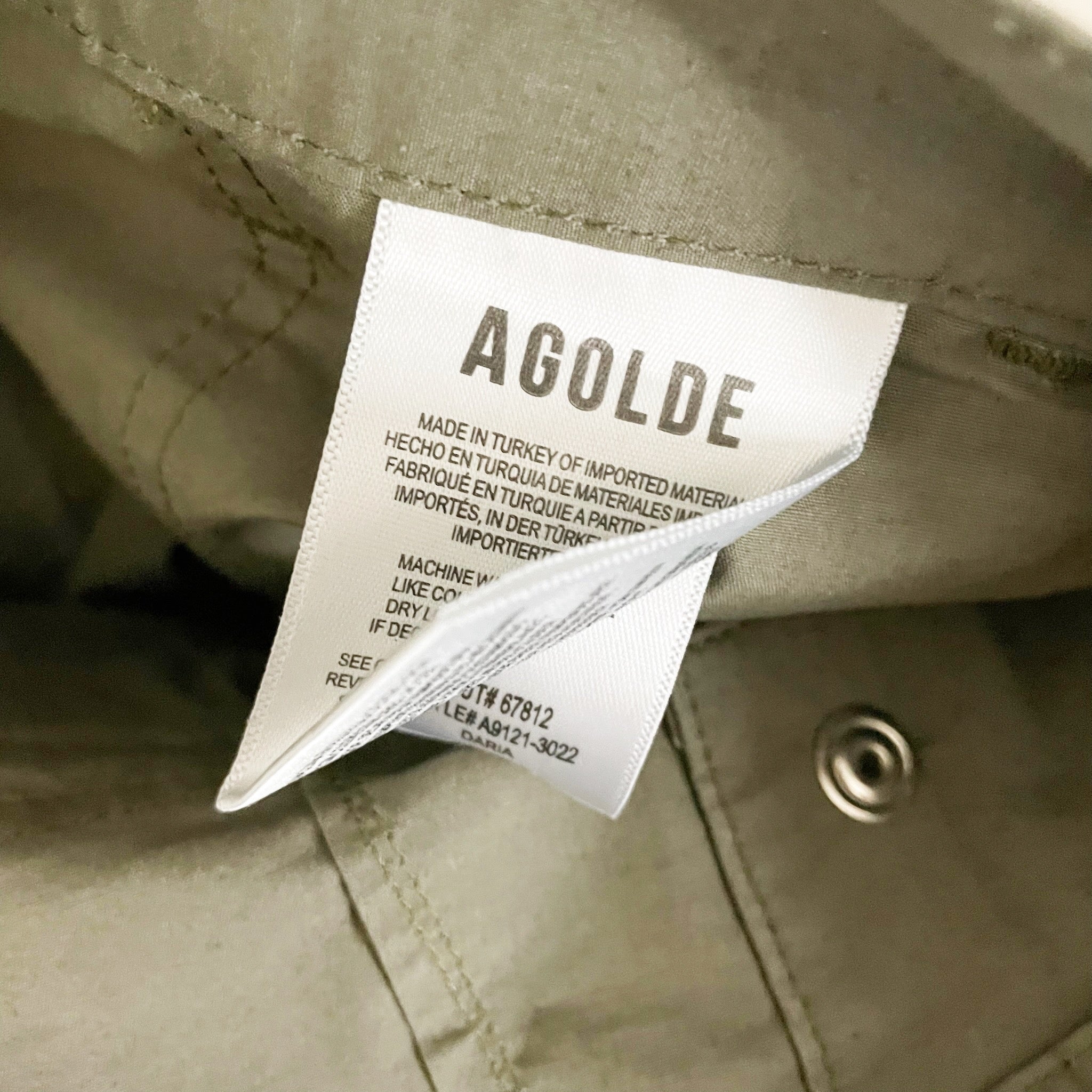 Agolde Daria Cotton Stretch Utility Straight Leg Trouser Pants Duffle Green 26