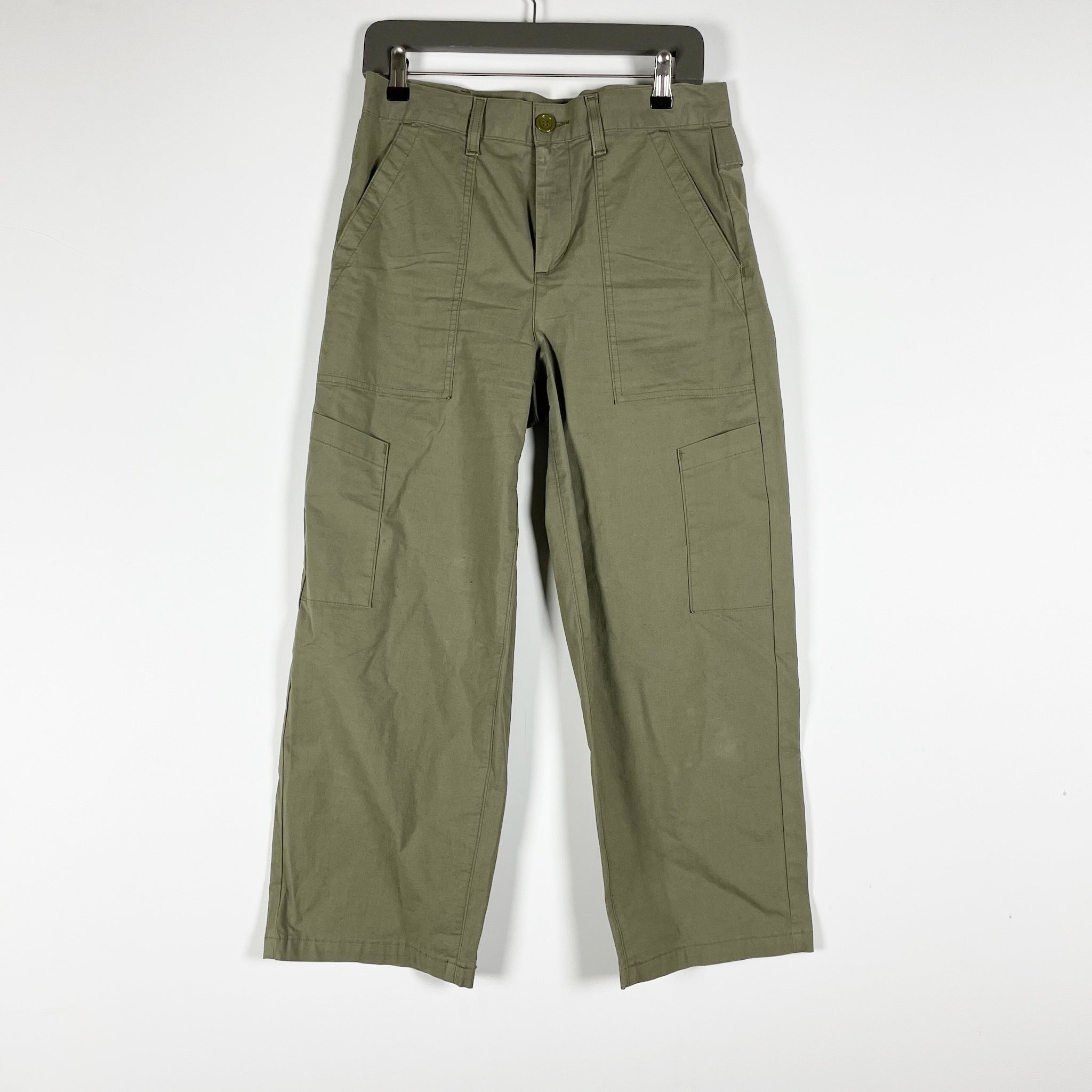 Agolde Daria Cotton Stretch Utility Straight Leg Trouser Pants Duffle Green 26