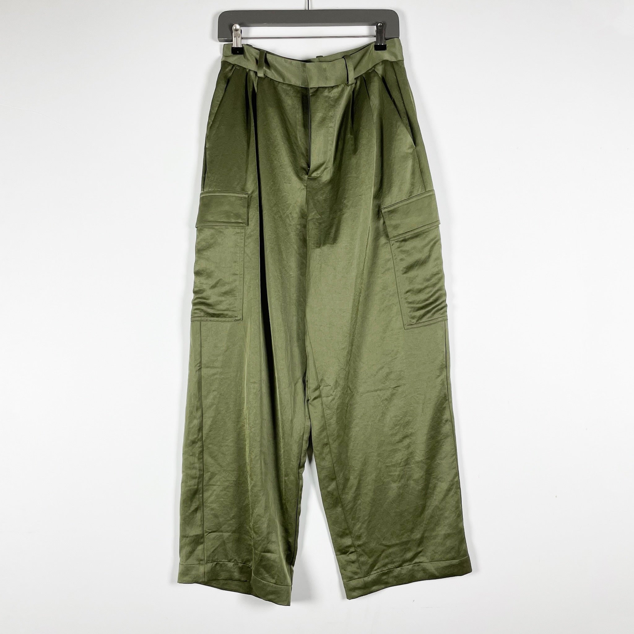 NEW Madewell High Rise Straight Cargo Multi Pocket Trousers Pants Satin Olive 4
