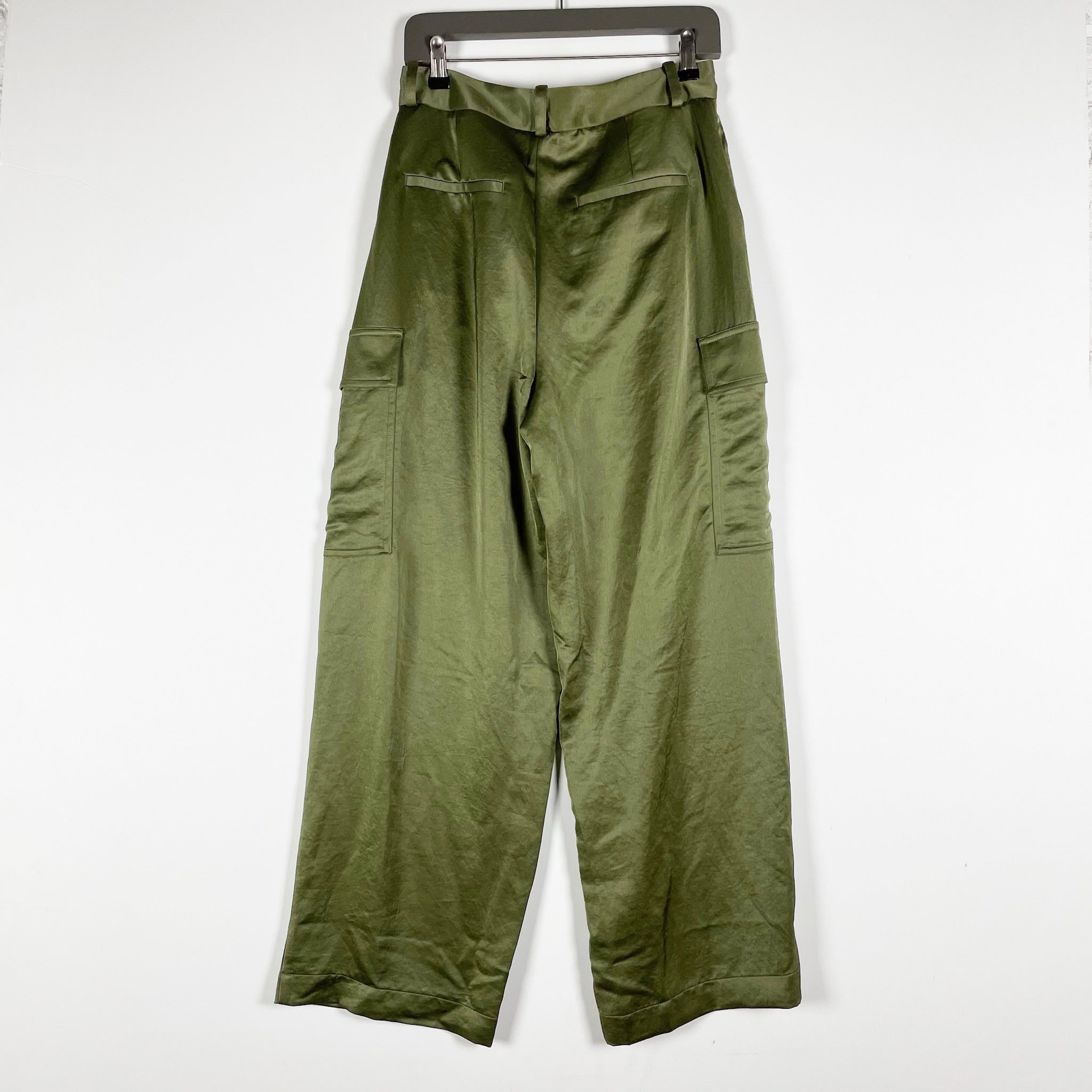 NEW Madewell High Rise Straight Cargo Multi Pocket Trousers Pants Satin Olive 4