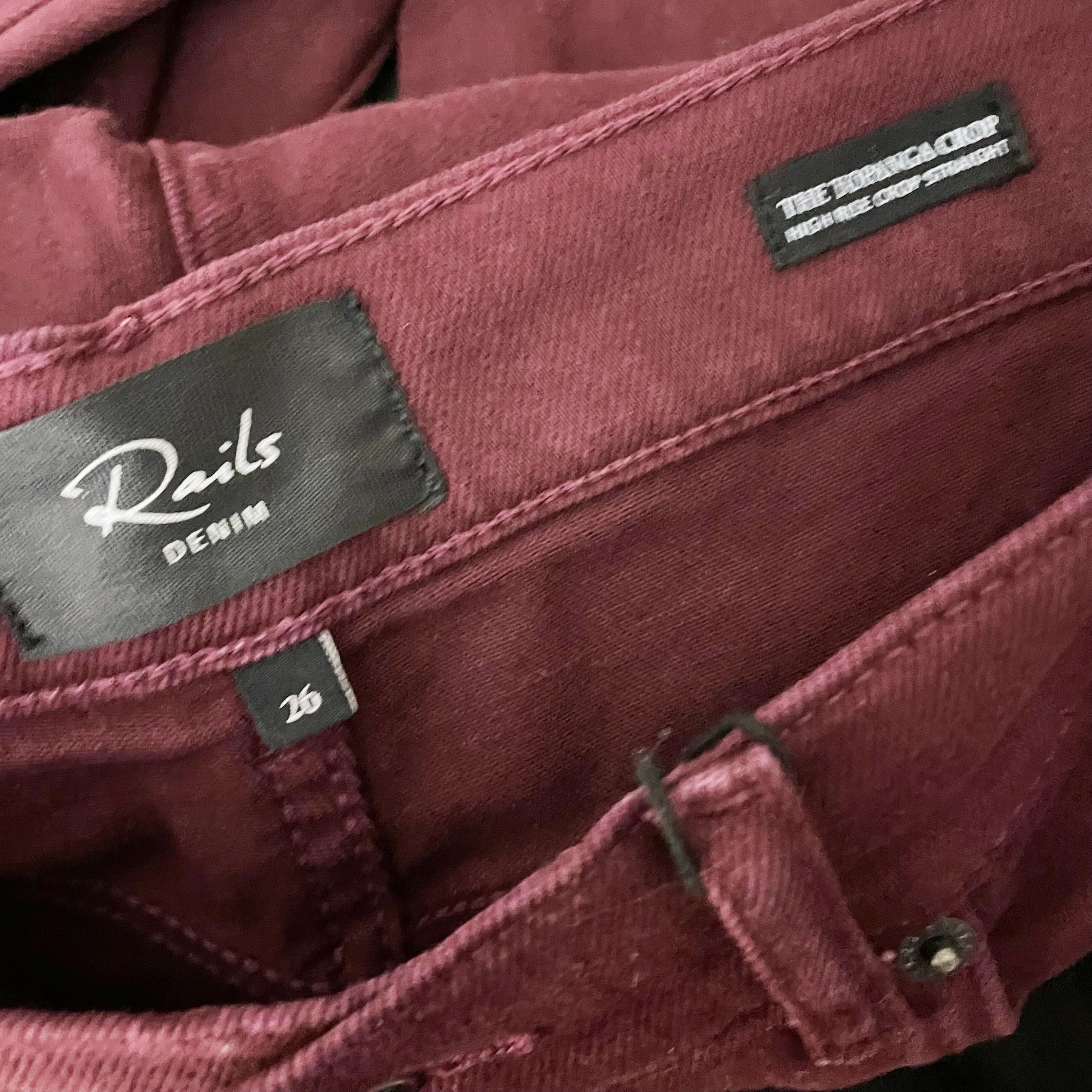 NEW Rails Topanga Crop Cotton Stretch High Rise Straight Leg Jeans Pants Merlot