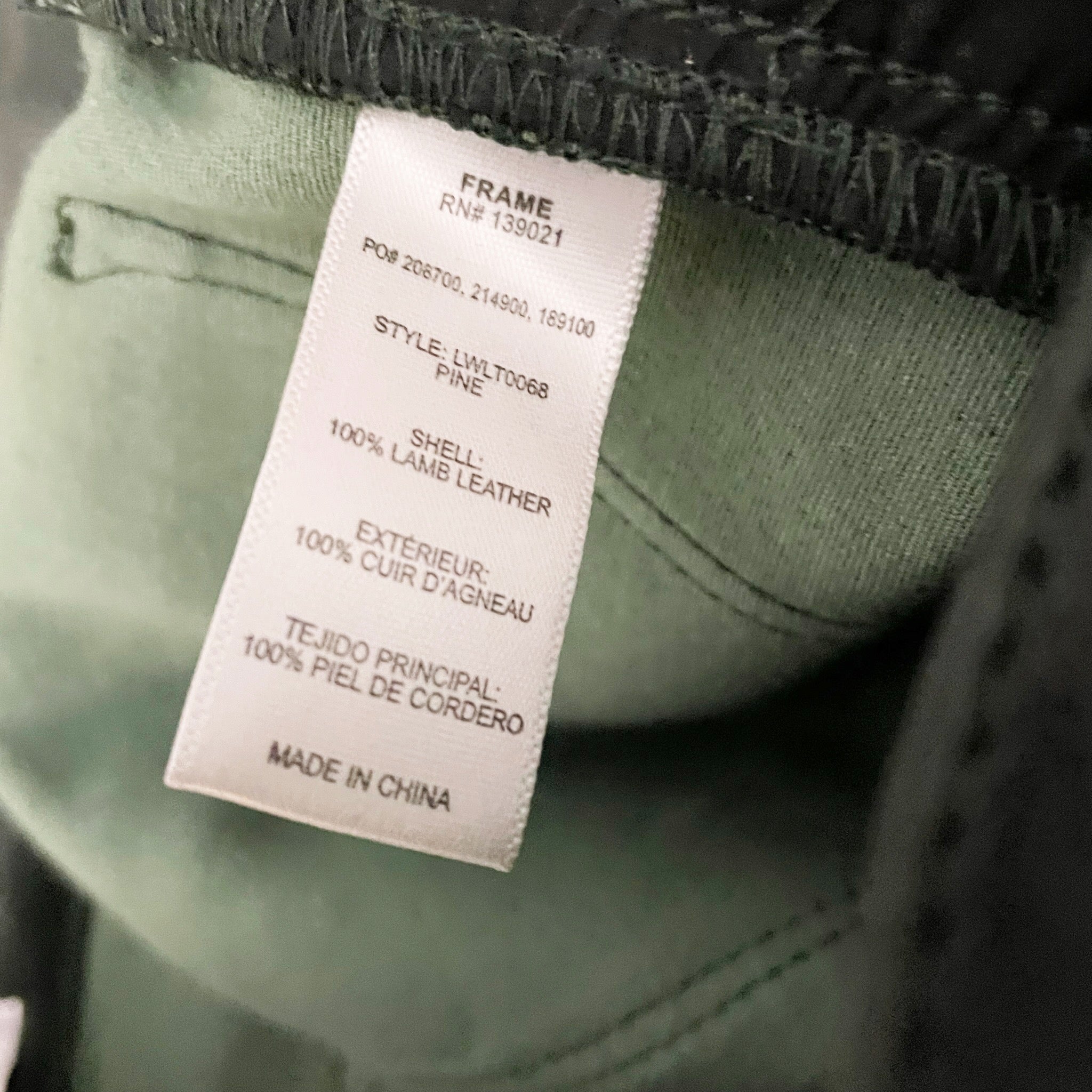 Frame Atelier Le Skinny De Jeanne Genuine Leather Mid Rise Jeans Green 28
