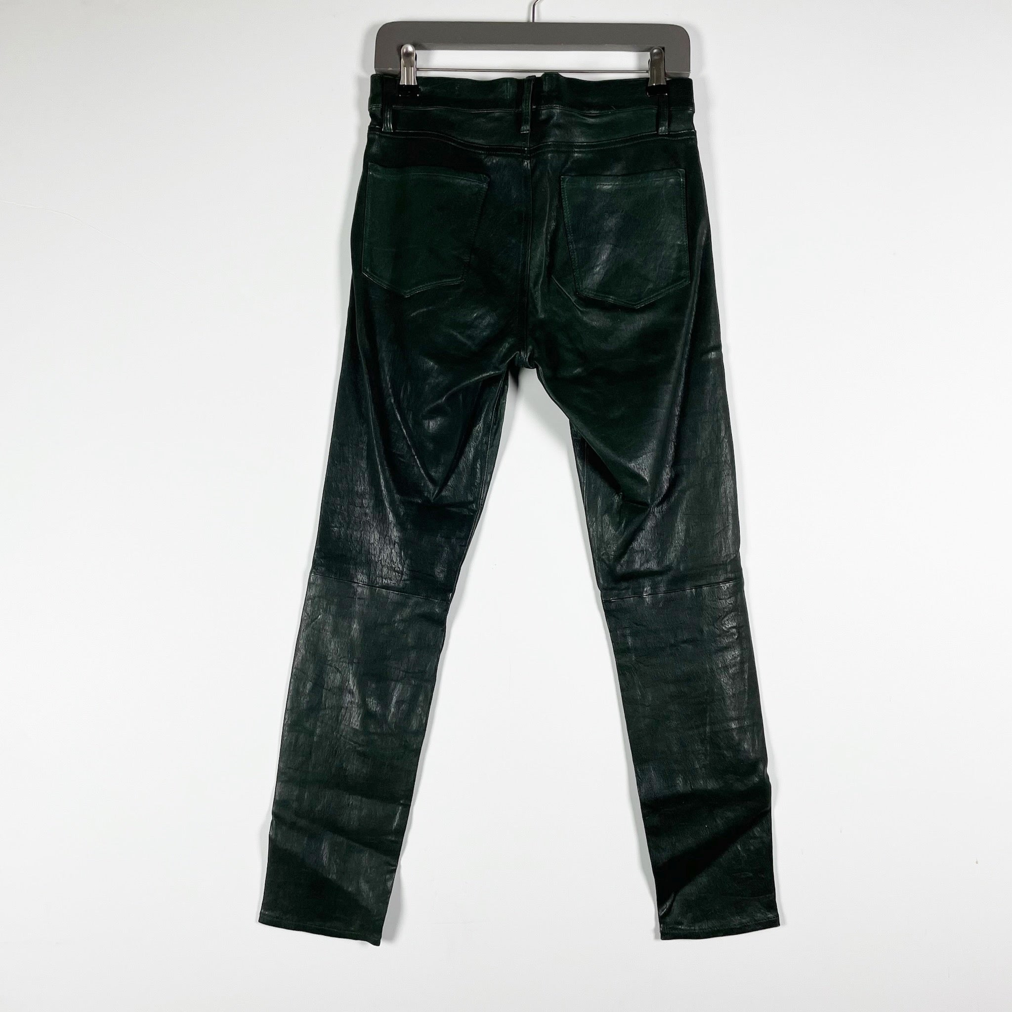 Frame Atelier Le Skinny De Jeanne Genuine Leather Mid Rise Jeans Green 28