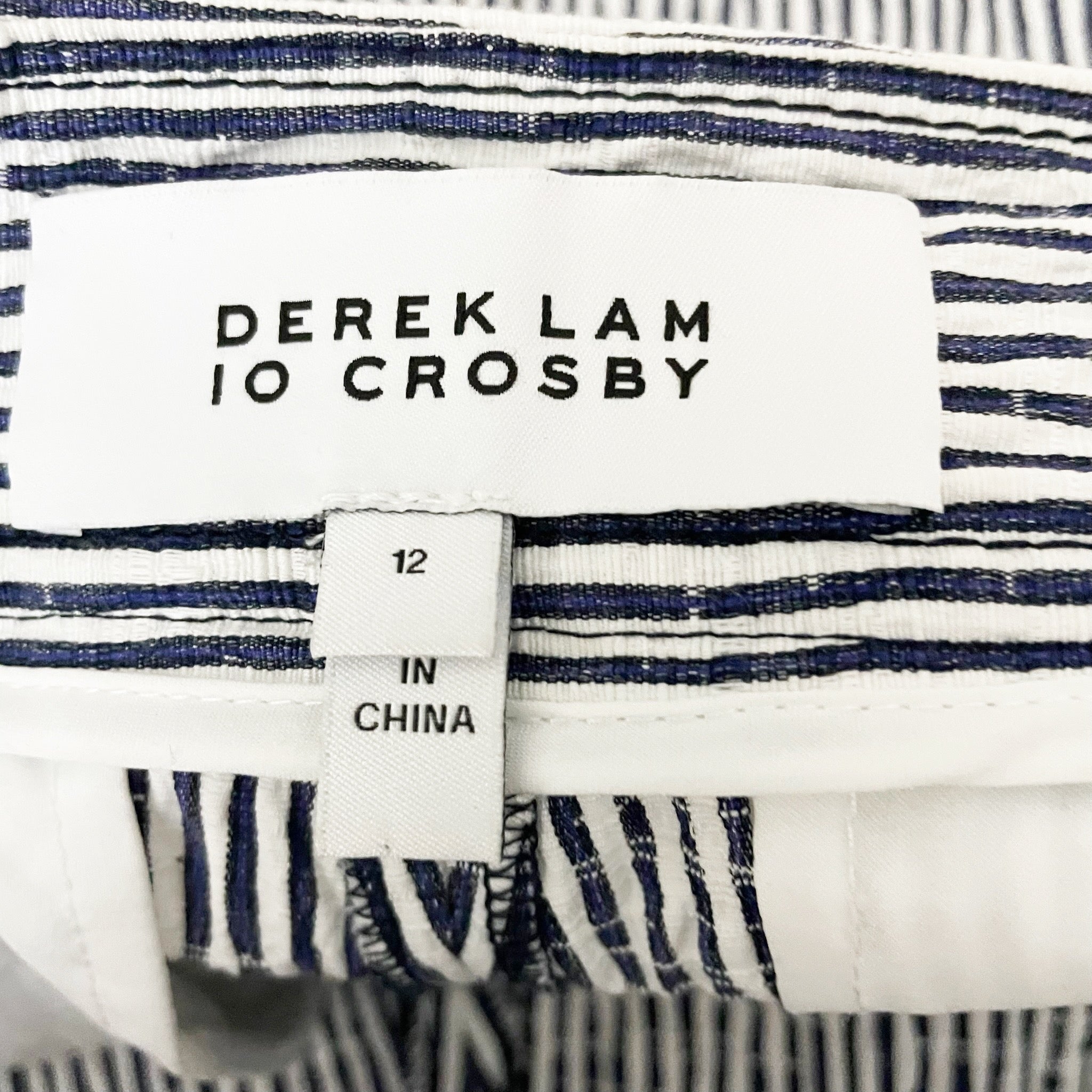 Derek Lam 10 Crosby Robertson Sailor Cotton Stretch Seersucker High Rise Shorts