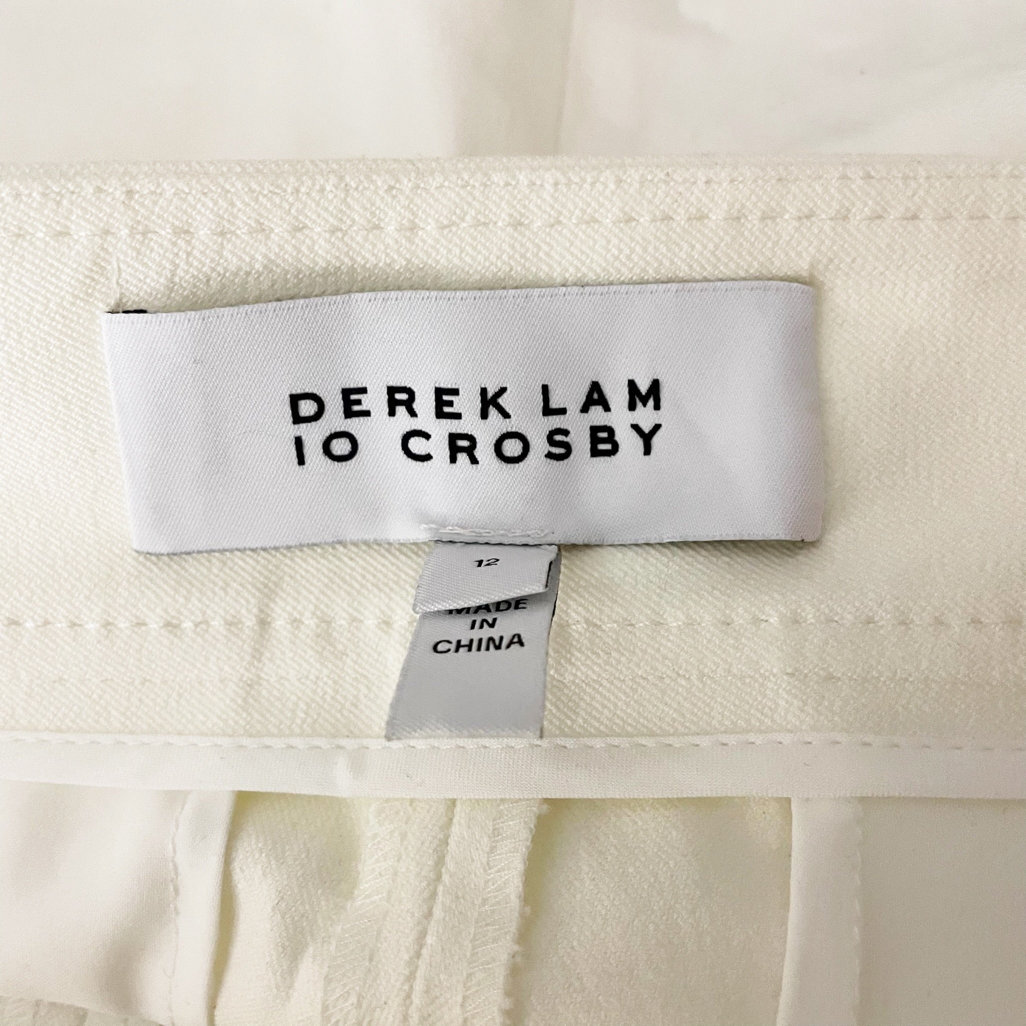 Derek Lam 10 Crosby Robertson Sailor Cotton Stretch White Gold High Rise Shorts