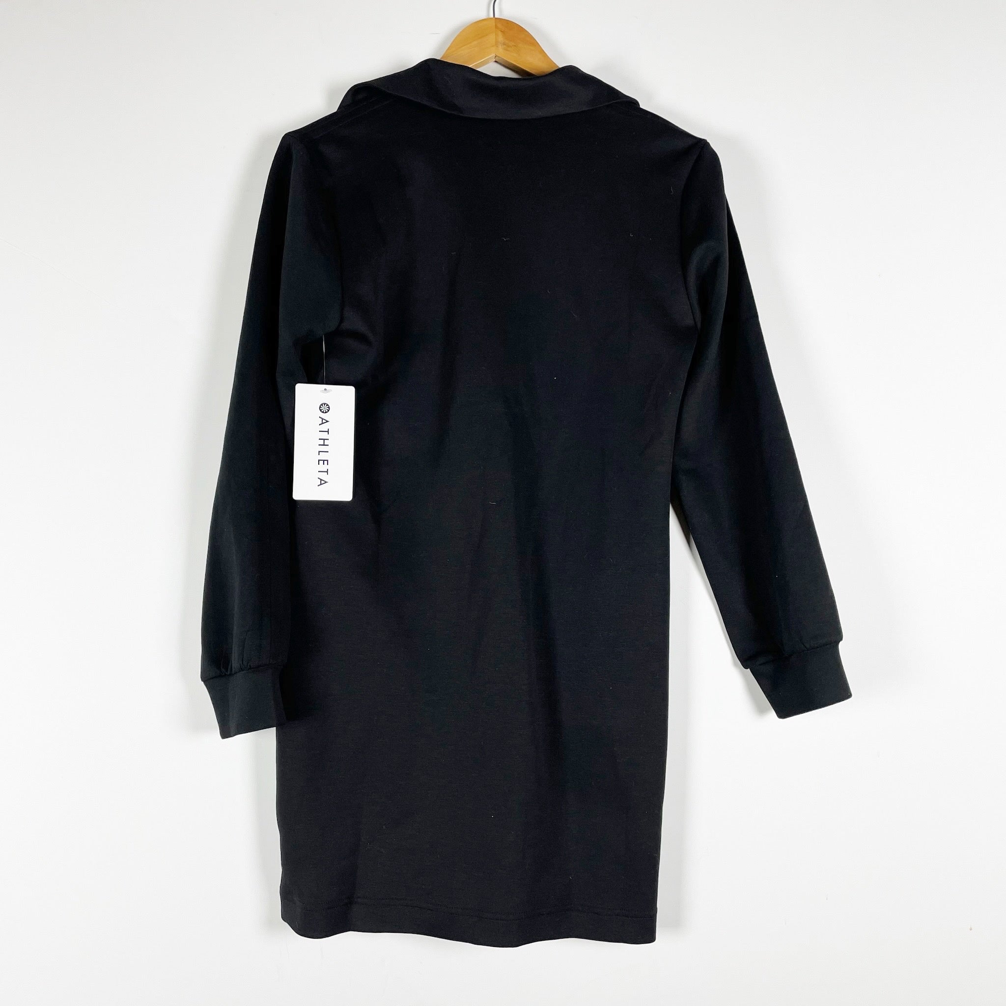 NEW Athleta Allure 1/4 Zip Long Sleeve Pullover Athleisure Mini Dress Black XS