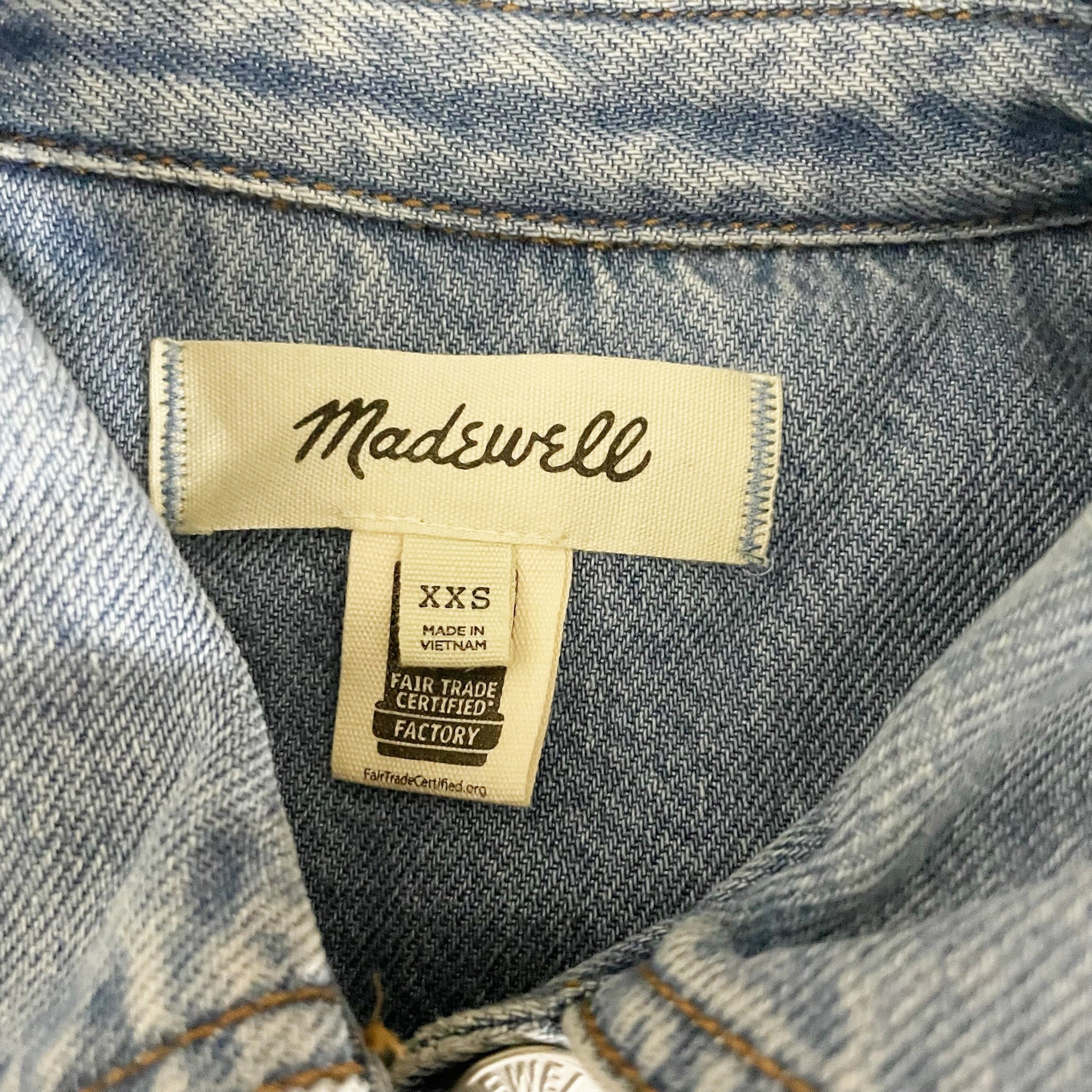 Madewell Women's Cotton Denim Long Sleeve Button Down Crop Shirt Dayview Wash