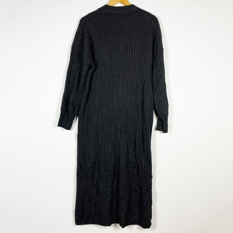 Faherty Jackson Cotton Blend Ribbed Knit Stretch Duster Sweater Cardigan Dress L