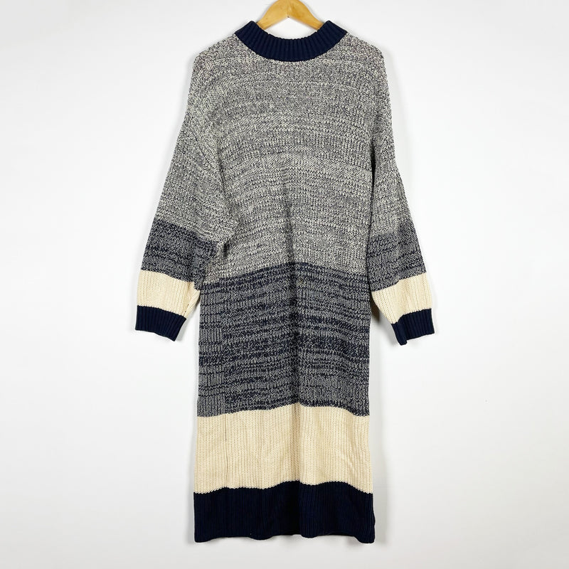 Callahan Beale Cotton Blend Stretch Knit Long Sleeve Oversized Sweater Dress L