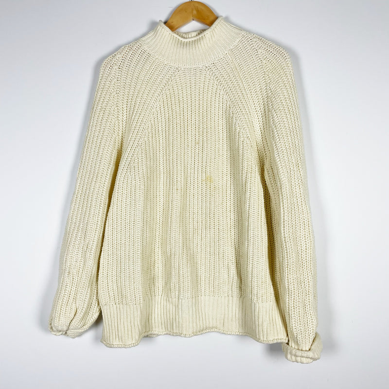 J. Crew Women's Relaxed Rollneck Cotton Knit Pullover Sweater Ivory L