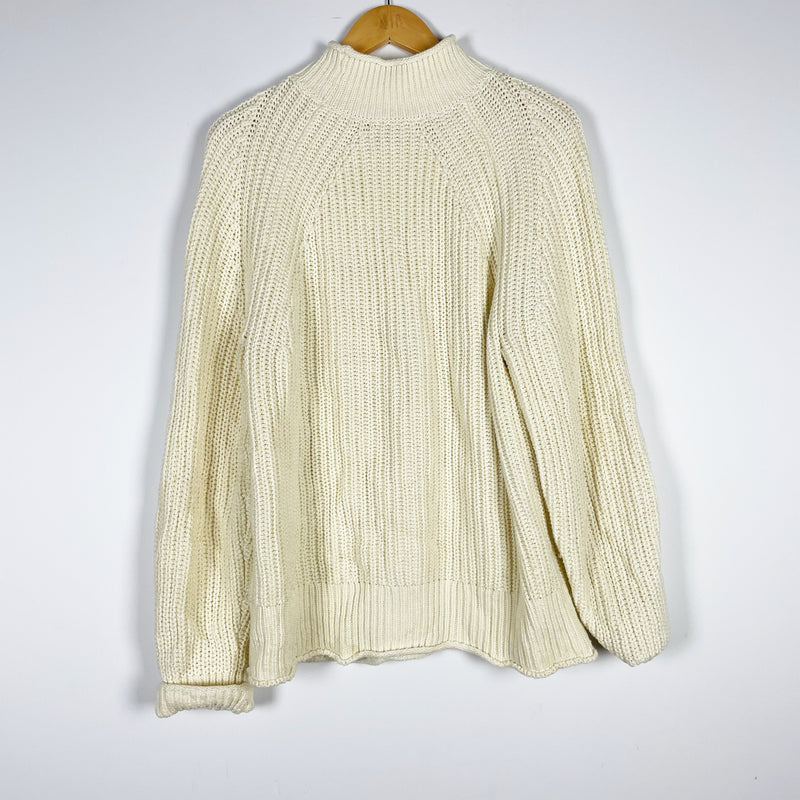 J. Crew Women's Relaxed Rollneck Cotton Knit Pullover Sweater Ivory L