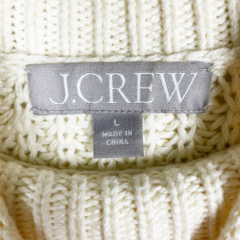 J. Crew Women's Relaxed Rollneck Cotton Knit Pullover Sweater Ivory L