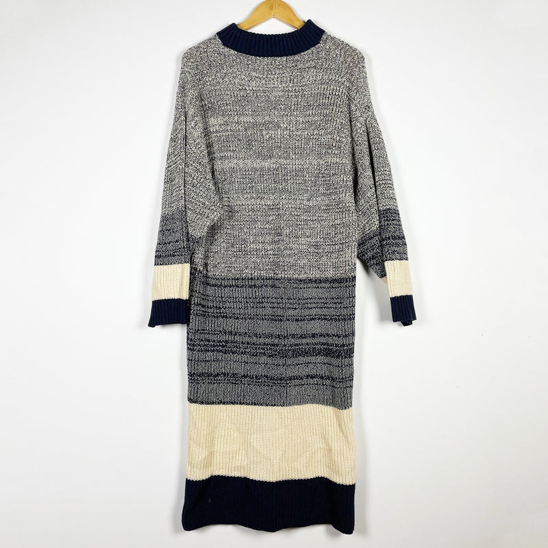 Callahan Beale Cotton Blend Stretch Knit Long Sleeve Oversized Sweater Dress L