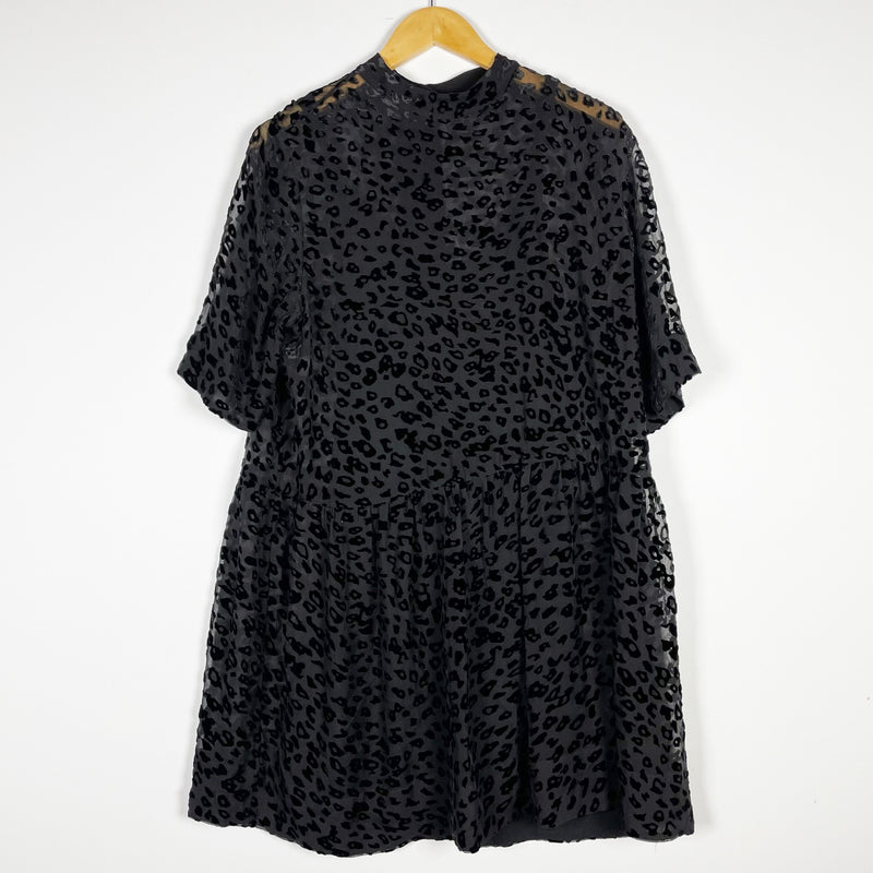 Rag &amp; Bone Gia Cheetah Leopard Velvet Velour Burnout Print Pullover Mini Dress L