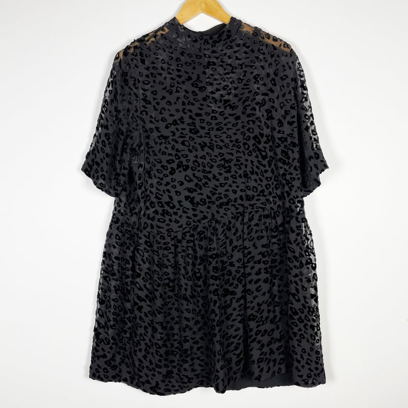 Rag &amp; Bone Gia Cheetah Leopard Velvet Velour Burnout Print Pullover Mini Dress L