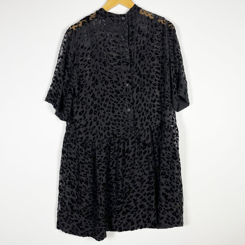 Rag &amp; Bone Gia Cheetah Leopard Velvet Velour Burnout Print Pullover Mini Dress L