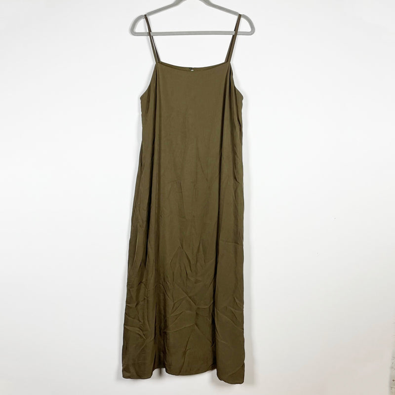 Everlane The Japanese GoWeave Sleeveless Slip Pullover Midi Dress Solid Green 12