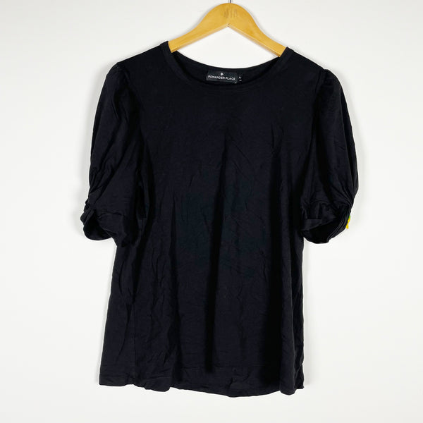 Pomander Place Tuckernuck Vesty Puff Short Sleeve Crewneck Tee Shirt Top Black