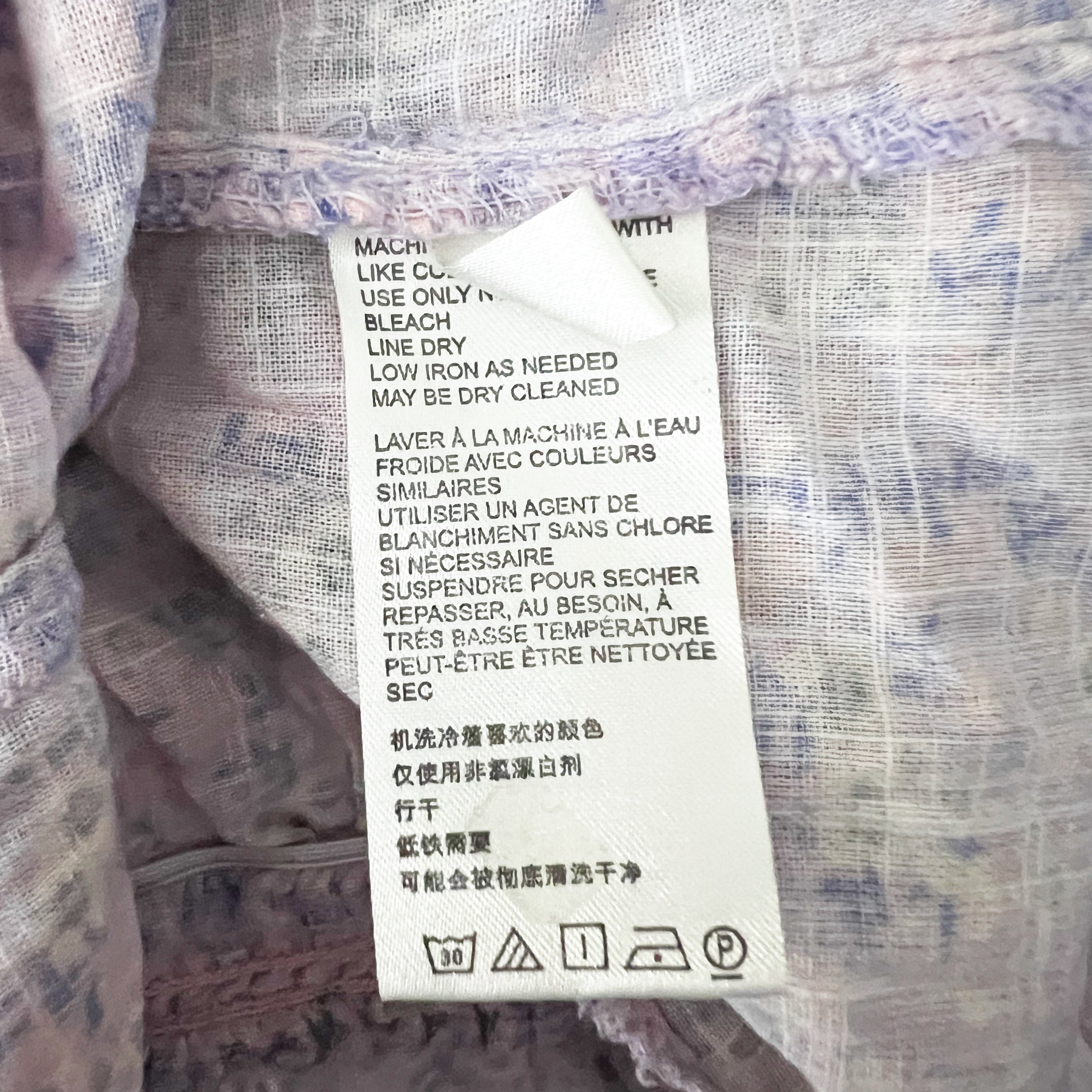 Free People I Found You Cotton Purple Floral Flower Print Button Front Blouse XS