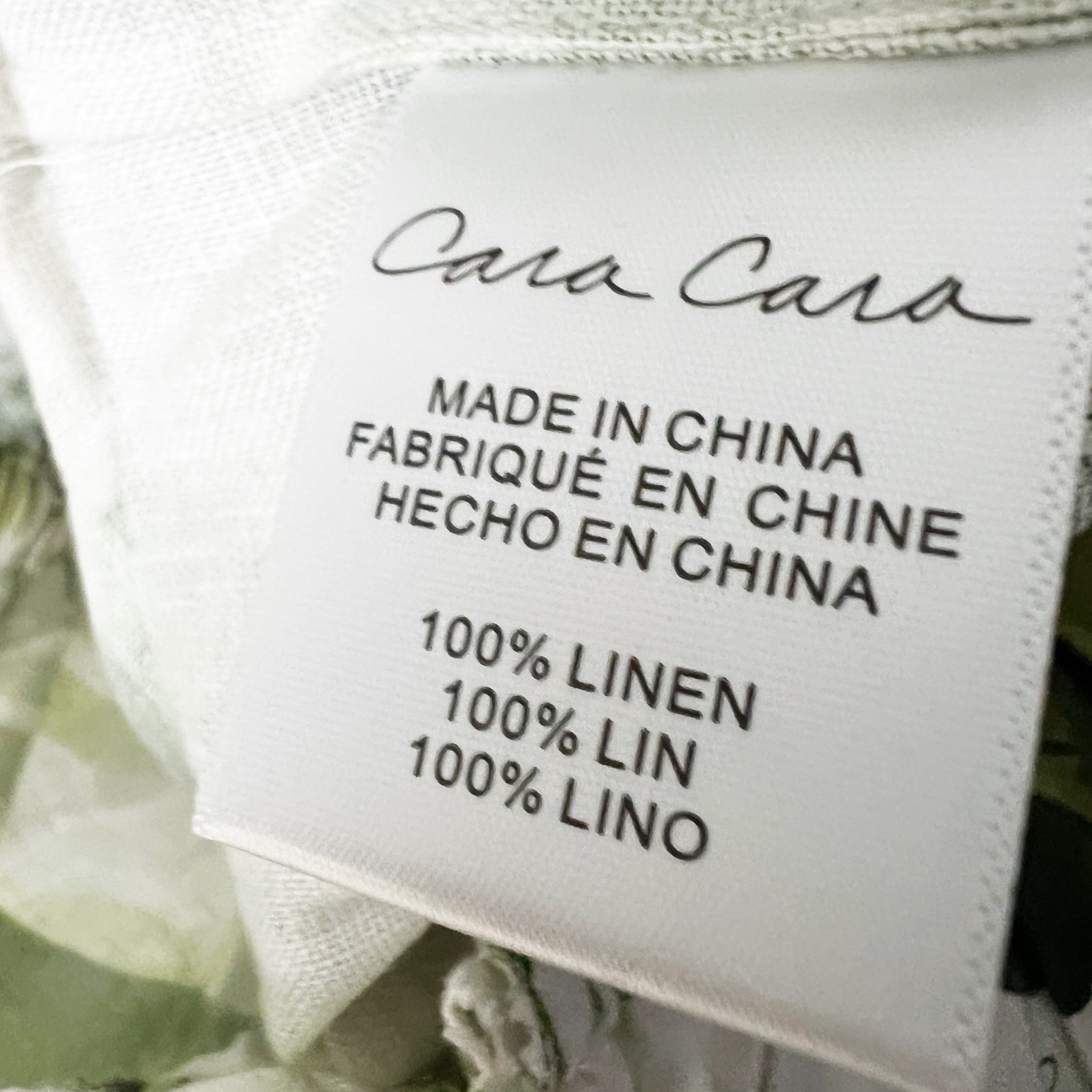 NEW Cara Cara Linen Smocked Stretch Tropical Print Pattern Crop Top Blouse XS