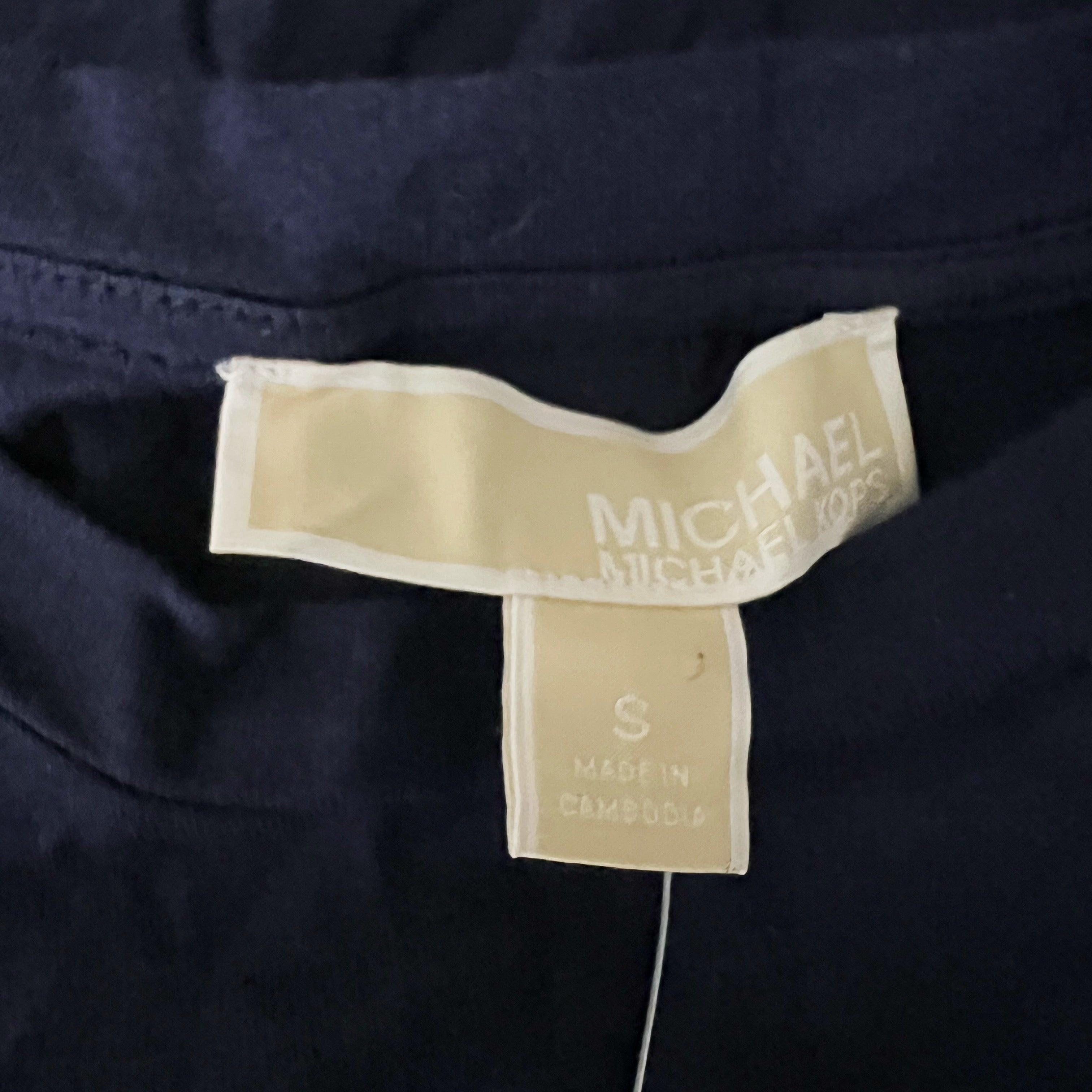 NEW Michael Kors Cotton Blend Stretch Button Detail Midi T-Shirt Dress True Navy