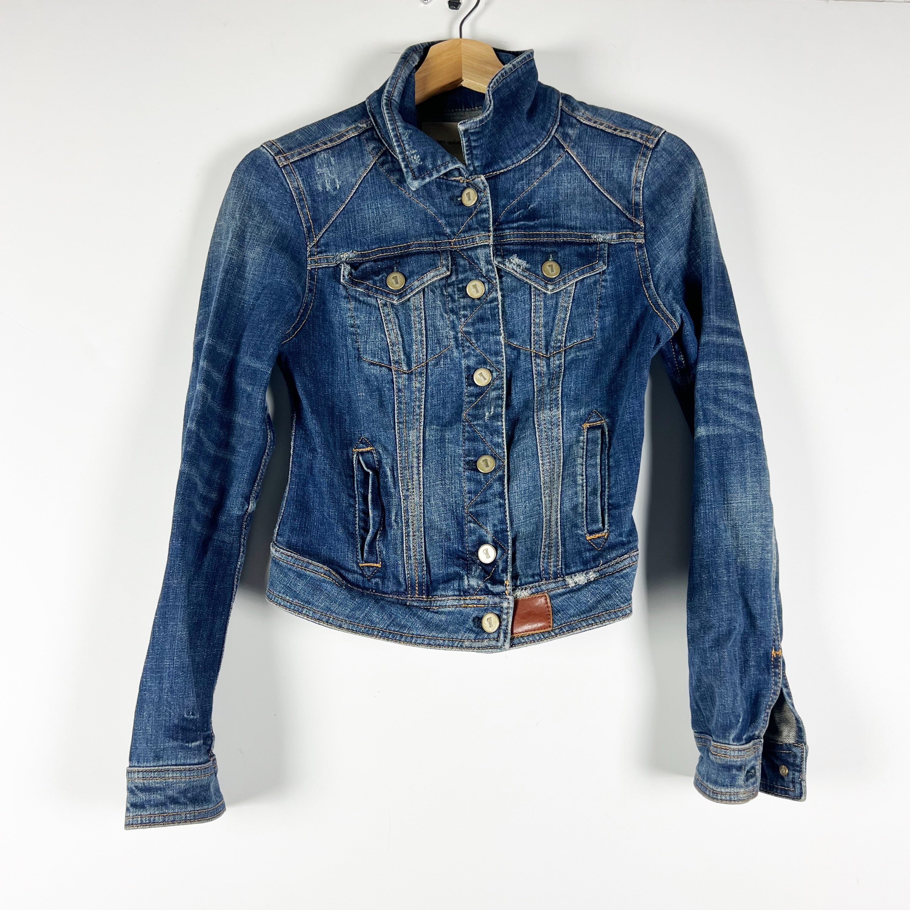 Pilcro And The Letterpress Cotton Stretch Collared Button Denim Jean Jacket XS