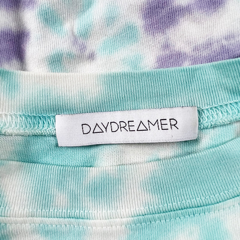 Daydreamer 100% Cotton Blue Purple Tie Dye Swirl CrewNeck Tee Shirt Top Small