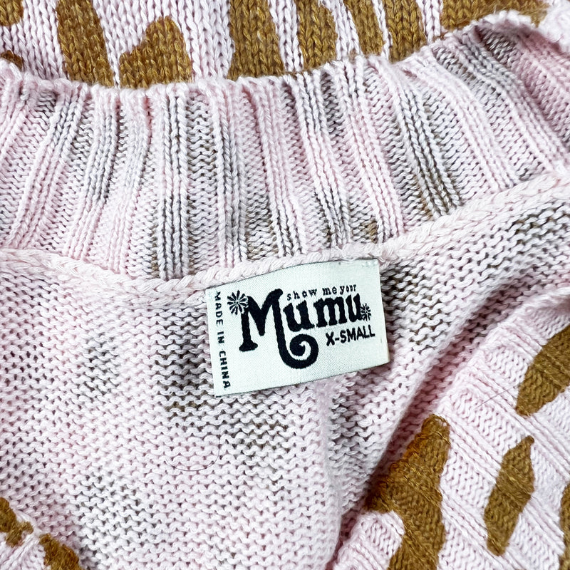 Show Me Your Mumu Cliffside Pink Cheetah Leopard Print V Neck Knit Sweater Top