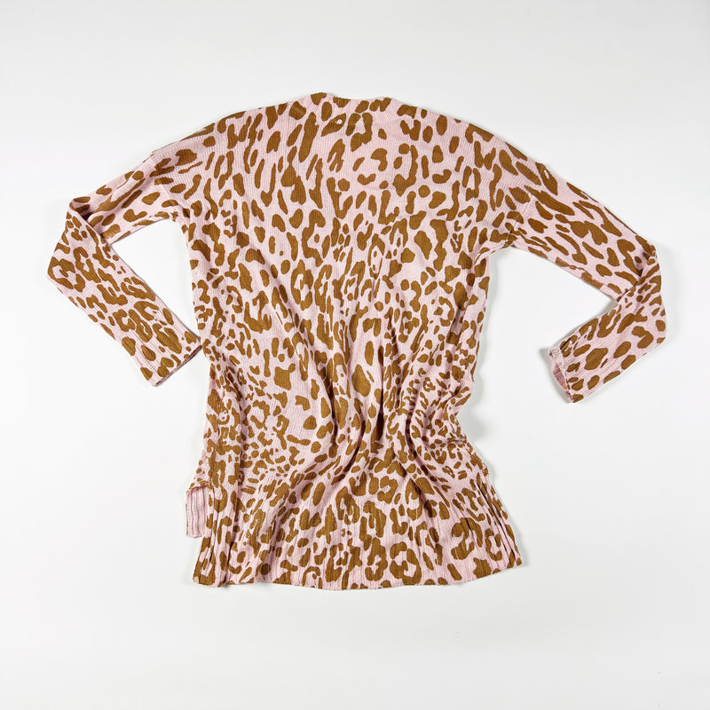 Show Me Your Mumu Cliffside Pink Cheetah Leopard Print V Neck Knit Sweater Top