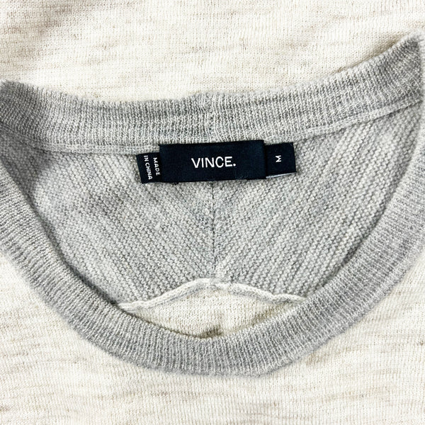 Vince Men's Jaspe Wool Linen Blend Knit Crew Neck Pullover Sweater Ivory M