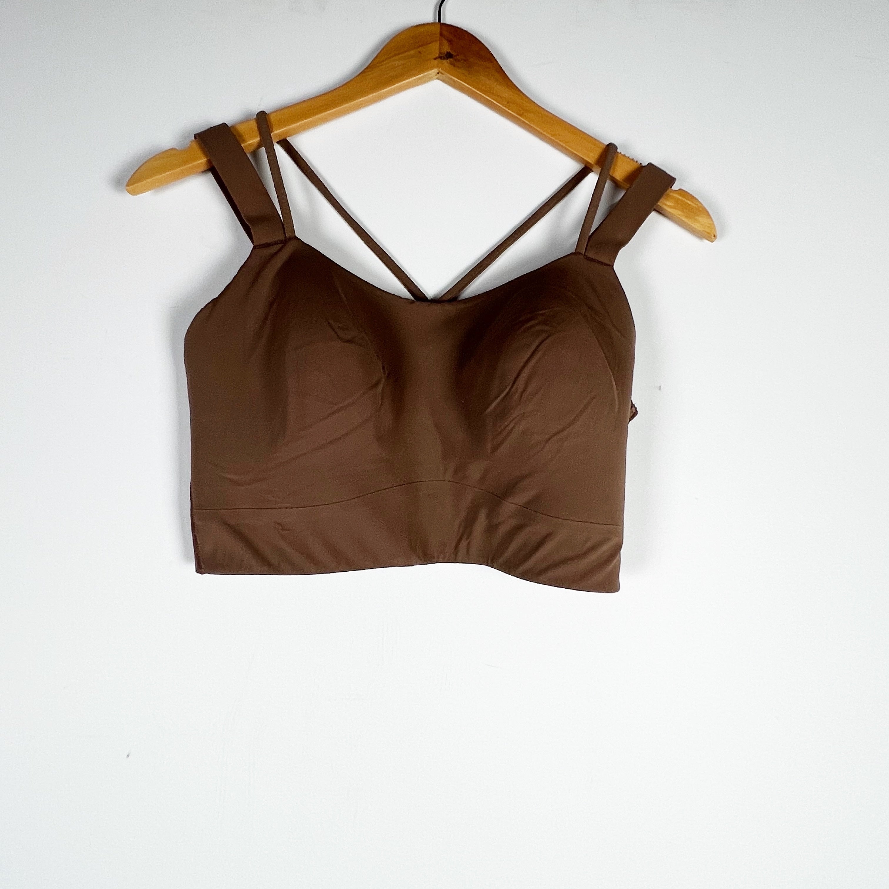 Lululemon Like a Cloud High-Neck Longline Athletic Sports Bra Roasted Brown 12