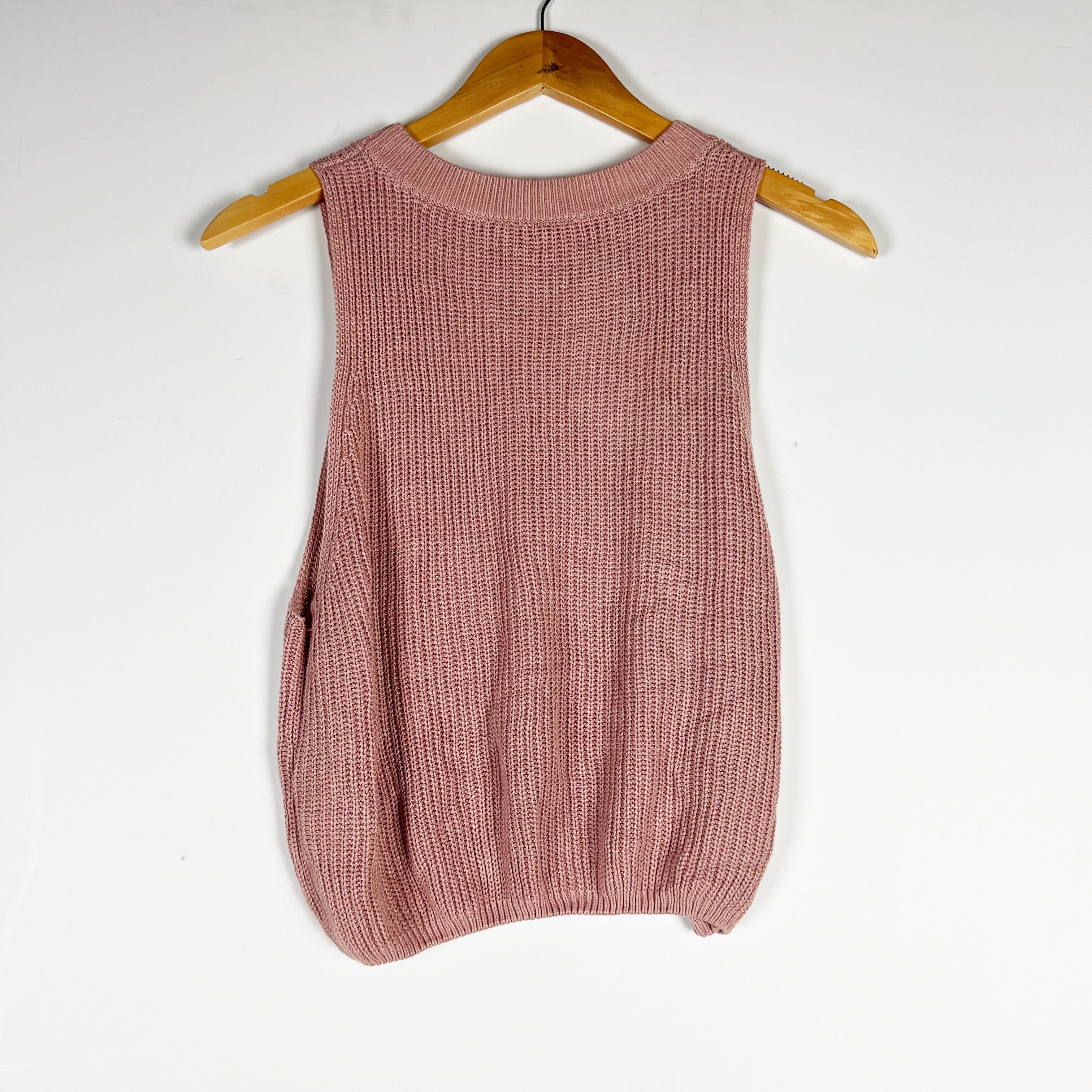 Reformation Linen Blend Knit Stretch Sleeveless Crew Neck Sweater Tank Top Pink