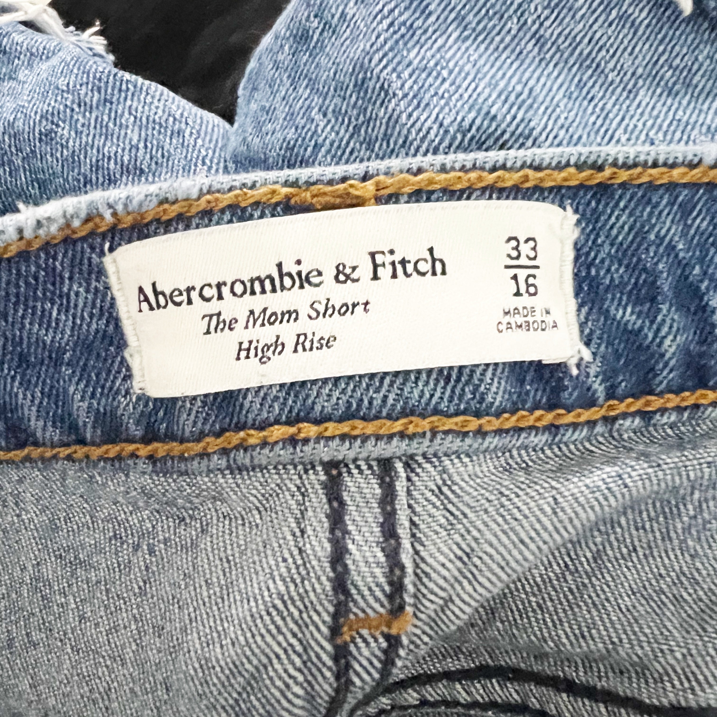 Abercrombie & Fitch The Mom Short Cotton Stretch High Rise Distressed Jean Short
