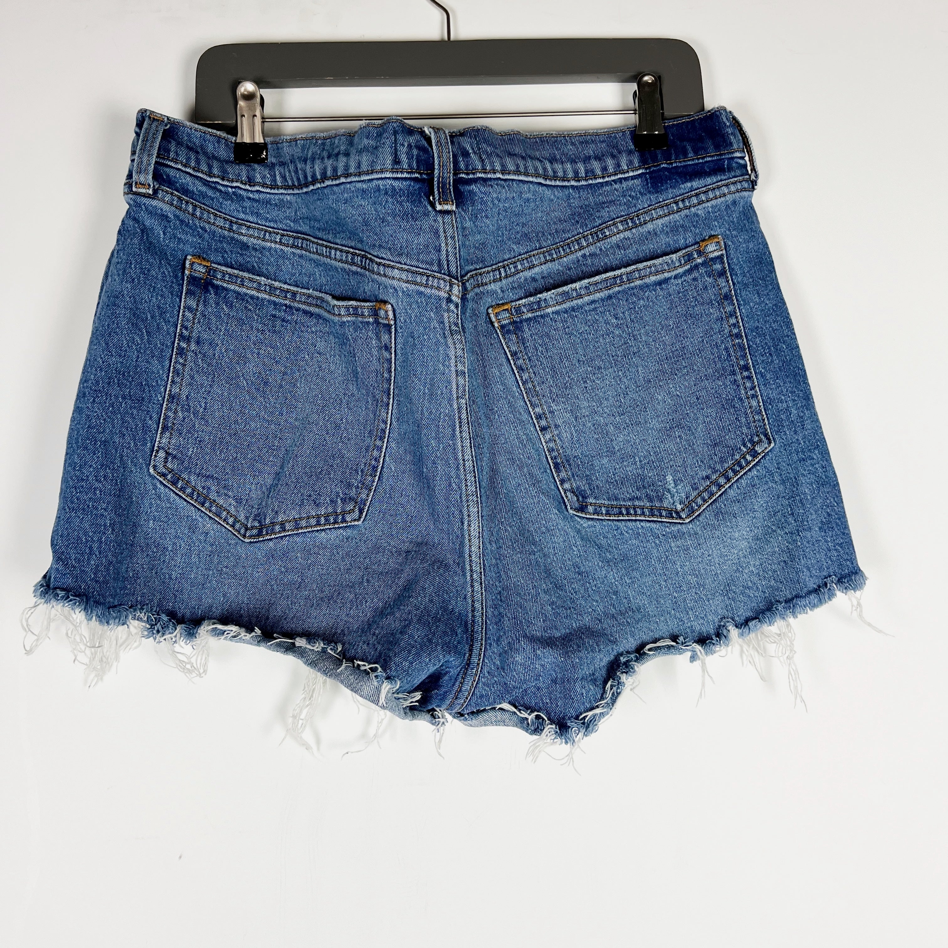 Abercrombie & Fitch The Mom Short Cotton Stretch High Rise Distressed Jean Short