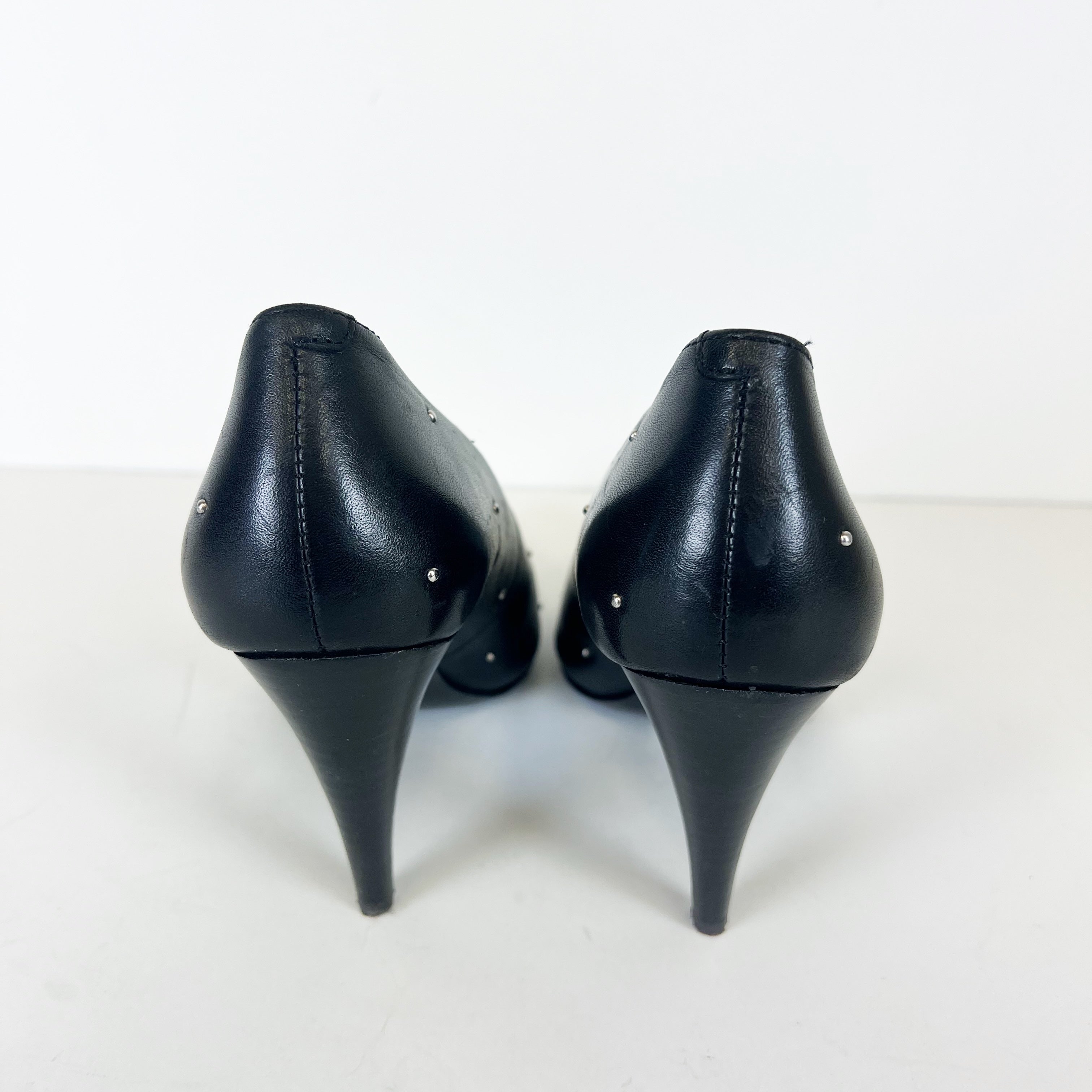 All Saints Adrianna Genuine Leather Studded Embellished Pointed Toe High Heels