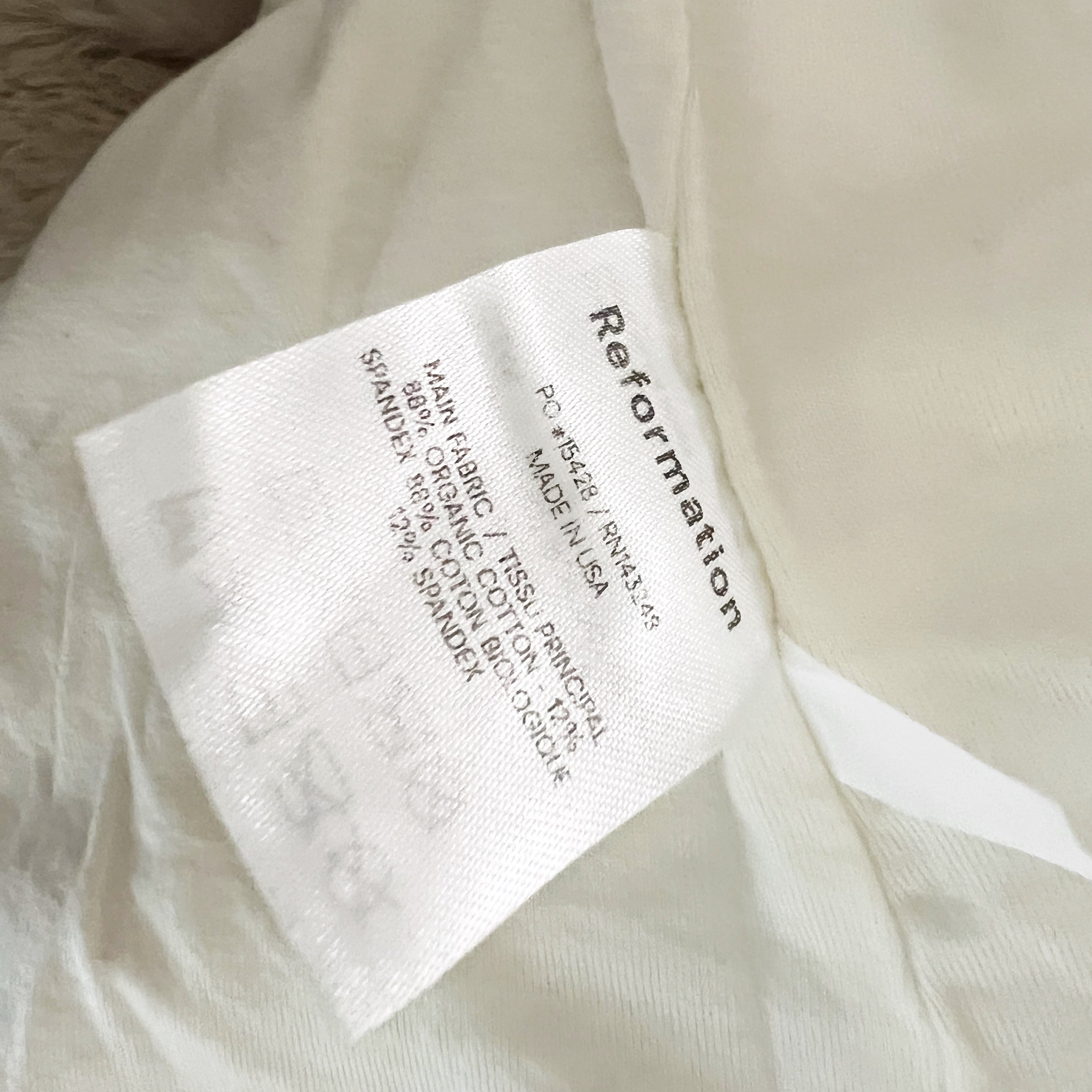 Reformation Organic Cotton Stretch Shoulder Pad Corset Tee Shirt White XL