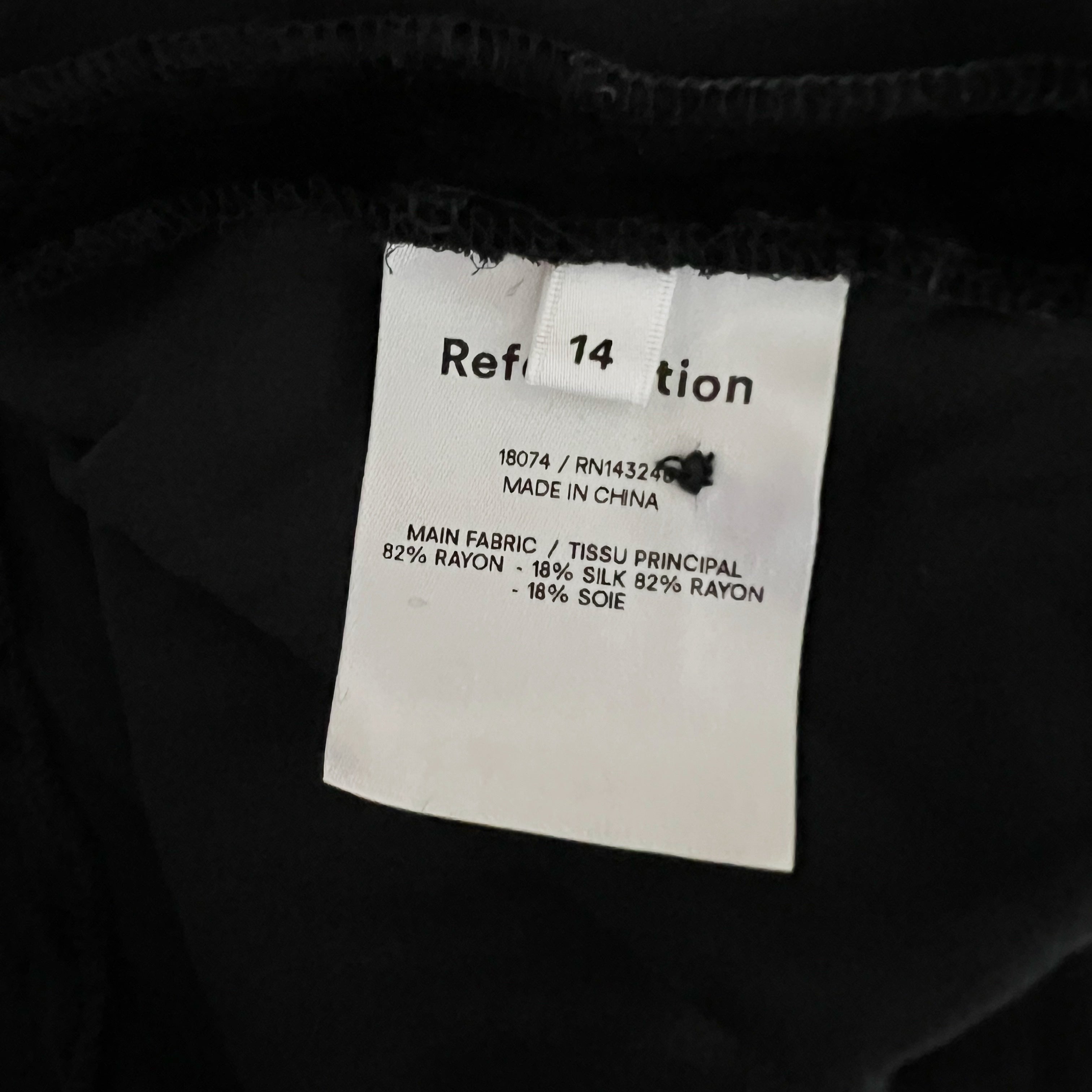 Reformation Seraphine Silk Blend Velvet Velour V Neck Button Down Blouse Black