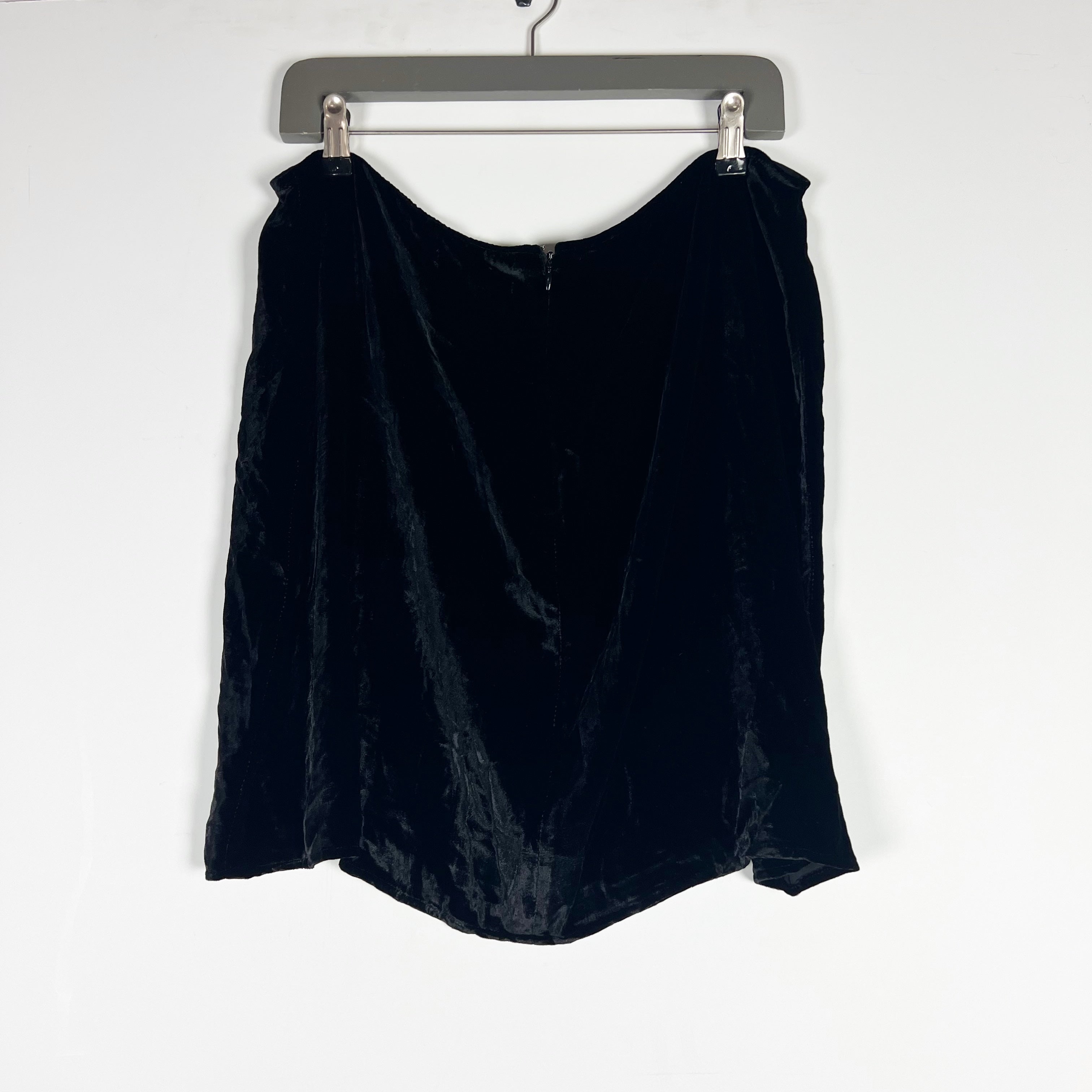 Reformation Cleo Silk Blend Velvet Velour Slit Mini Skirt Solid Black 14