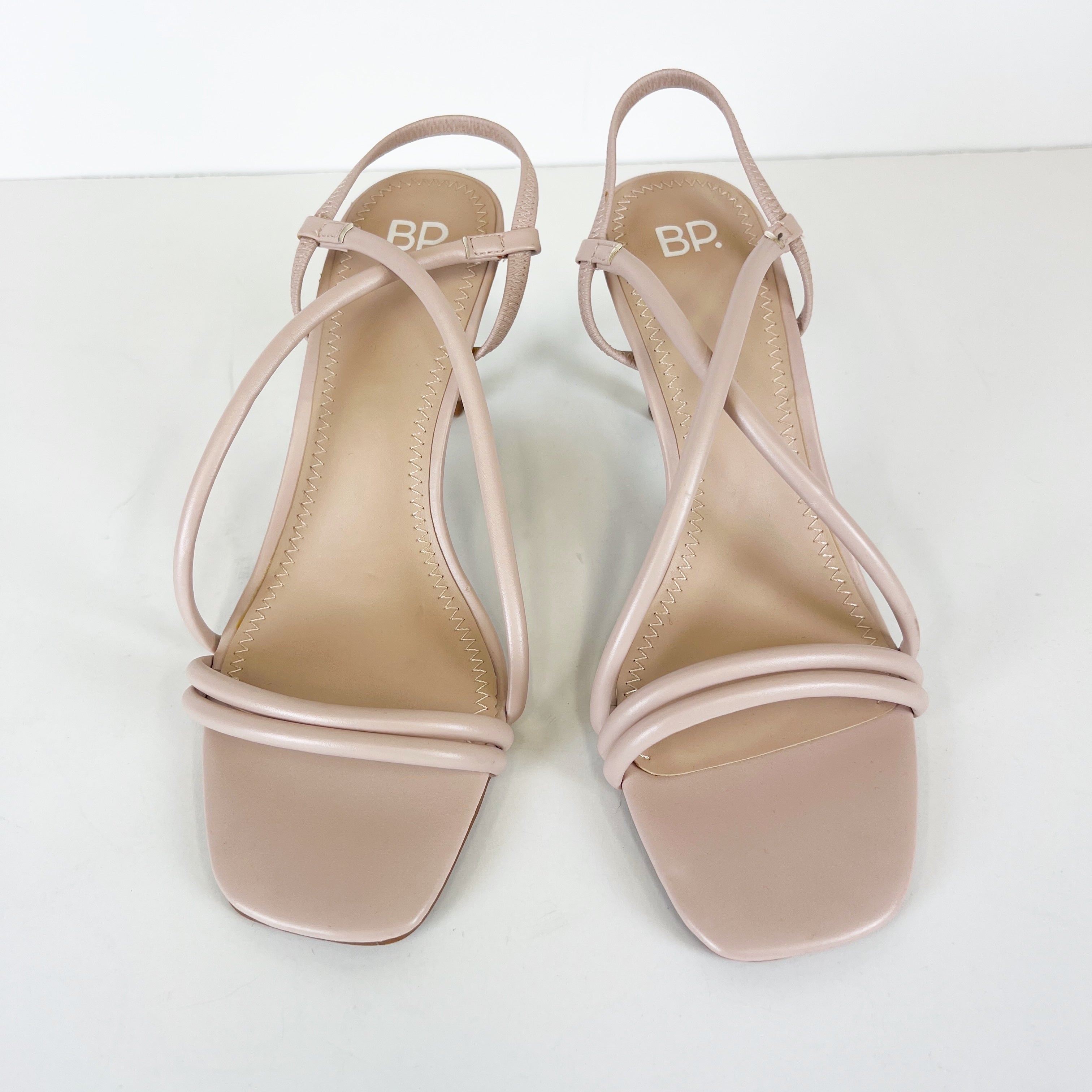 NEW BP Faux Vegan Leather Strappy Open Toe Sandals High Heels Shoes Neutral 9.5